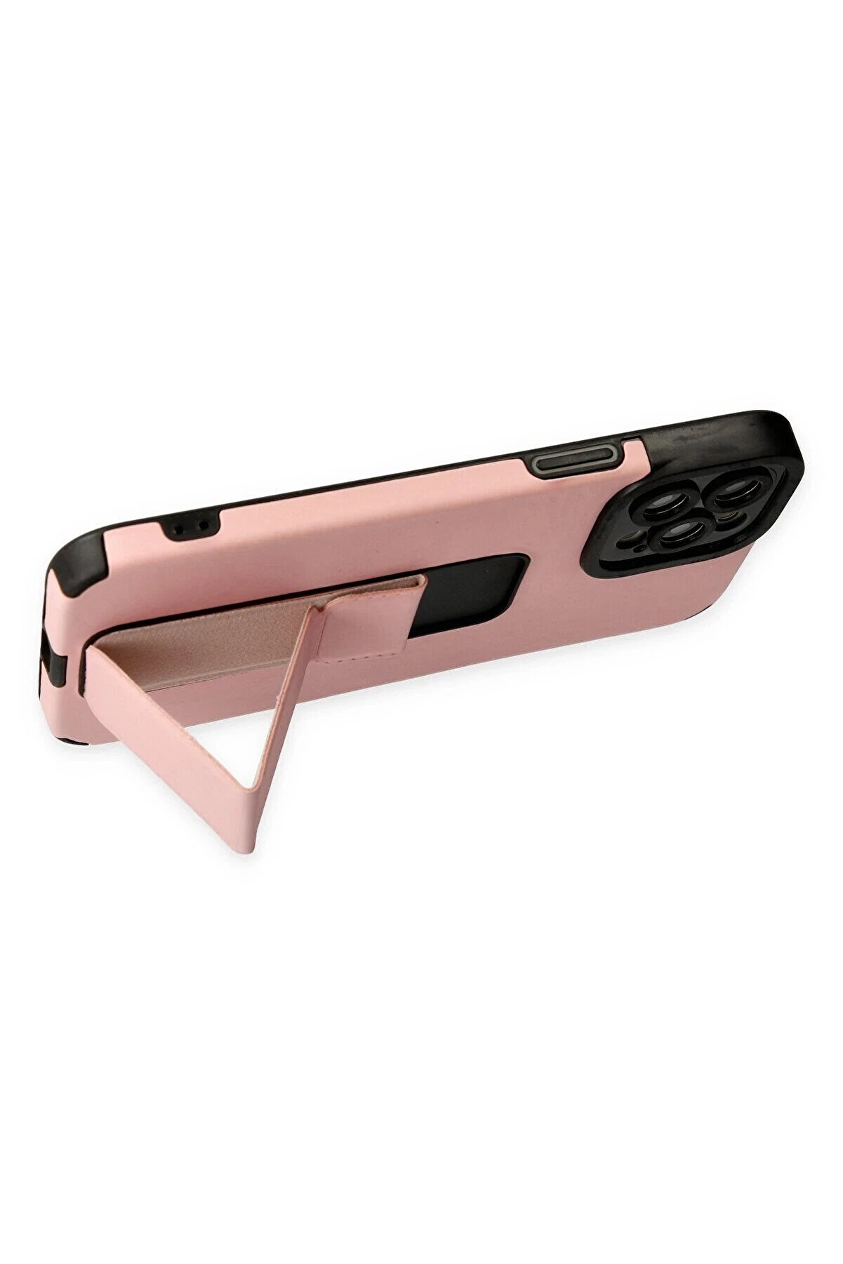 İphone 12 Pro Max Kılıf Mega Standlı Si̇li̇kon - Pudra - Dropx2007-8122