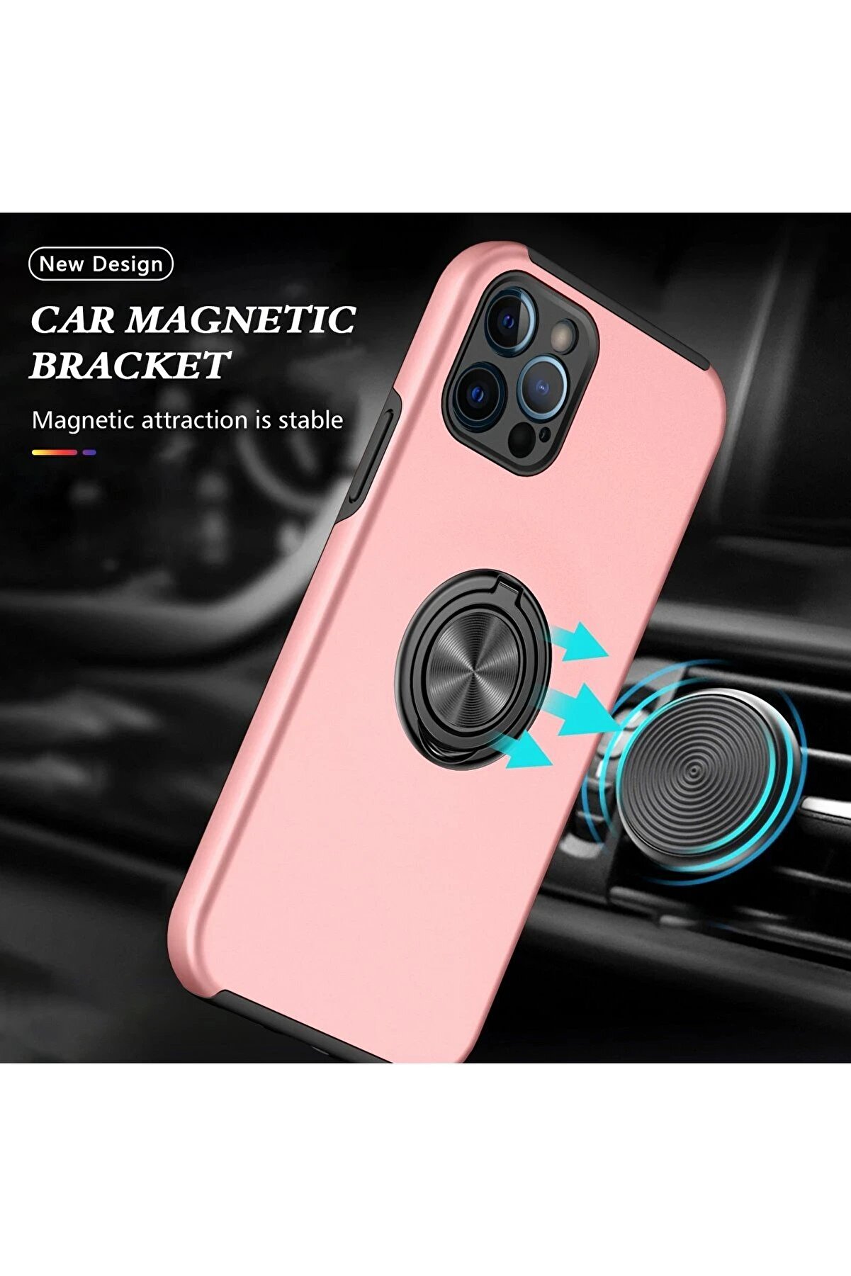 İphone 12 Pro Kılıf Eli̇t Y&uuml;z&uuml;kl&uuml; Kapak - Pembe - Dropx3196-5772