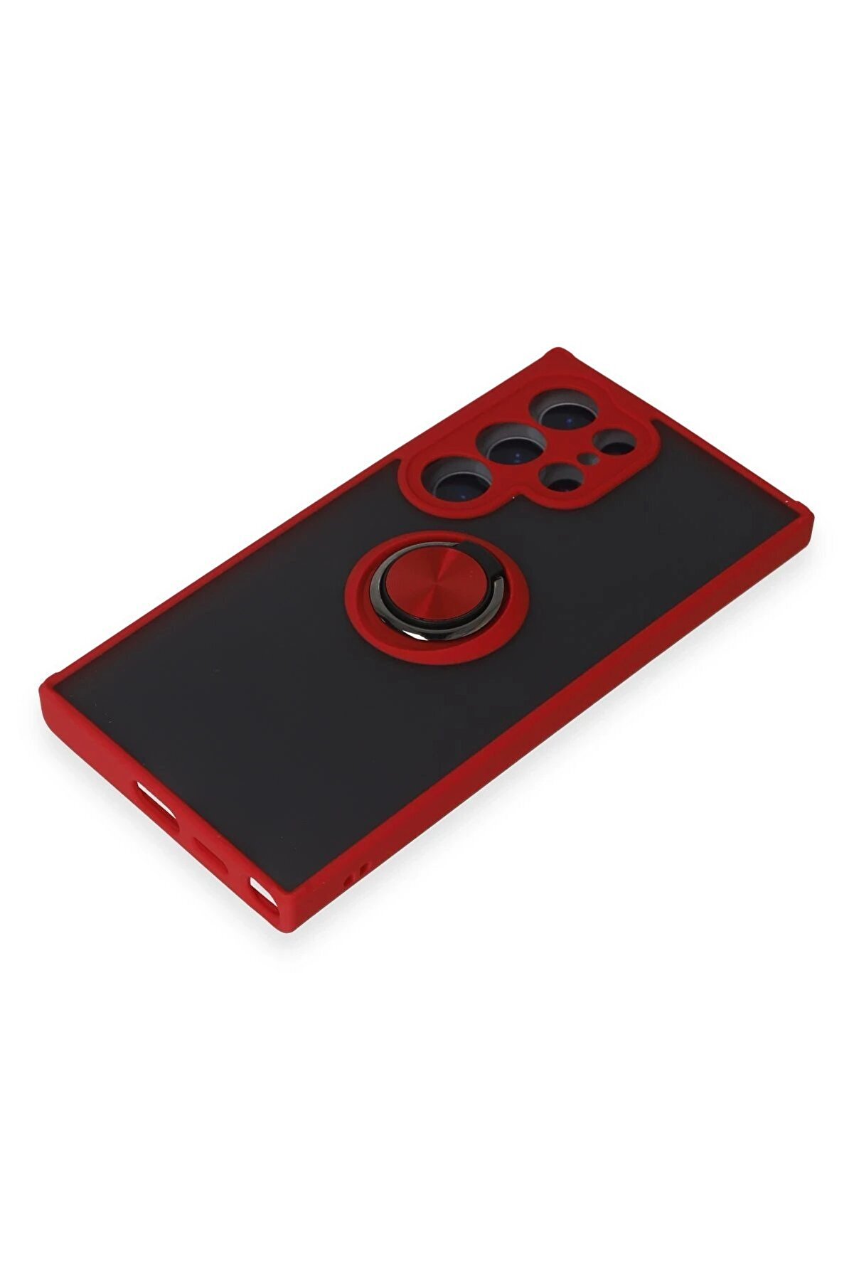 Samsung Galaxy S24 Ultra Kılıf Montreal Yüzüklü Si̇li̇kon Kapak - Kırmızı - Dropx7649-7593