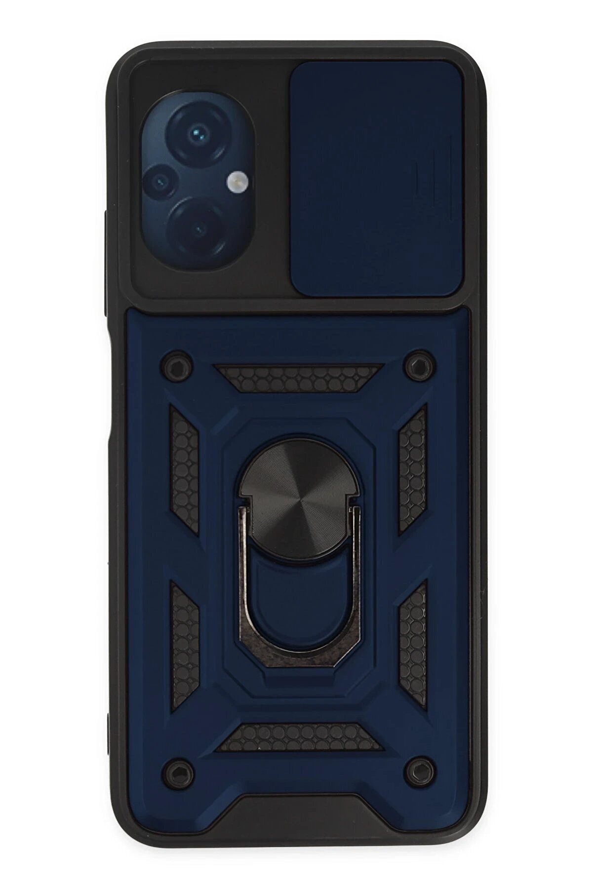 CepteToptan Xiaomi Poco M5 Kılıf Pars Lens Yüzüklü Silikon - Lacivert - DROPX1069-5473