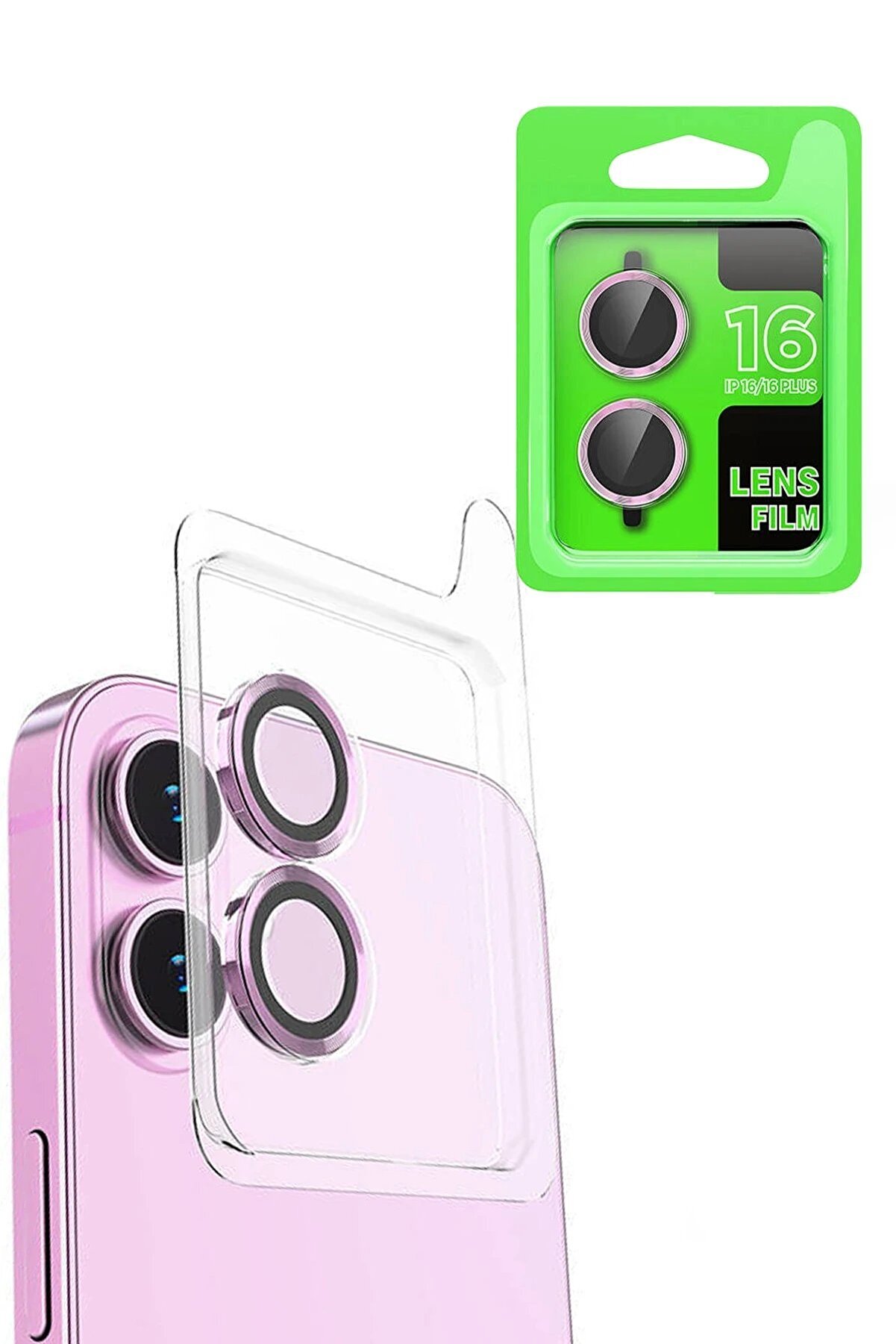 CepteToptan iPhone 16 Raze Metal Kamera Lens - Pembe - DROPX1424-3885