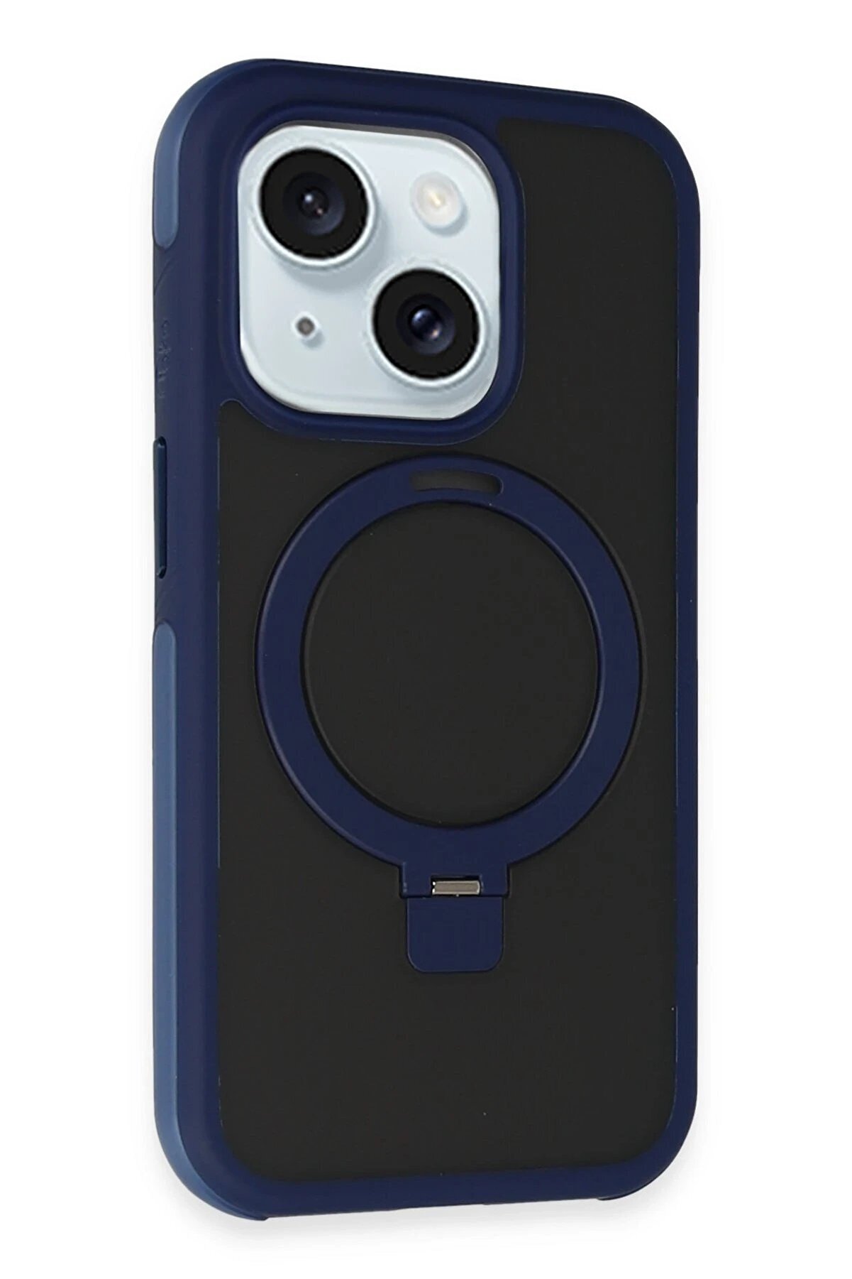 CepteToptan iPhone 15 Zorda Airbag Magsafe Standlı Kapak - Lacivert - DROPX2783-1607