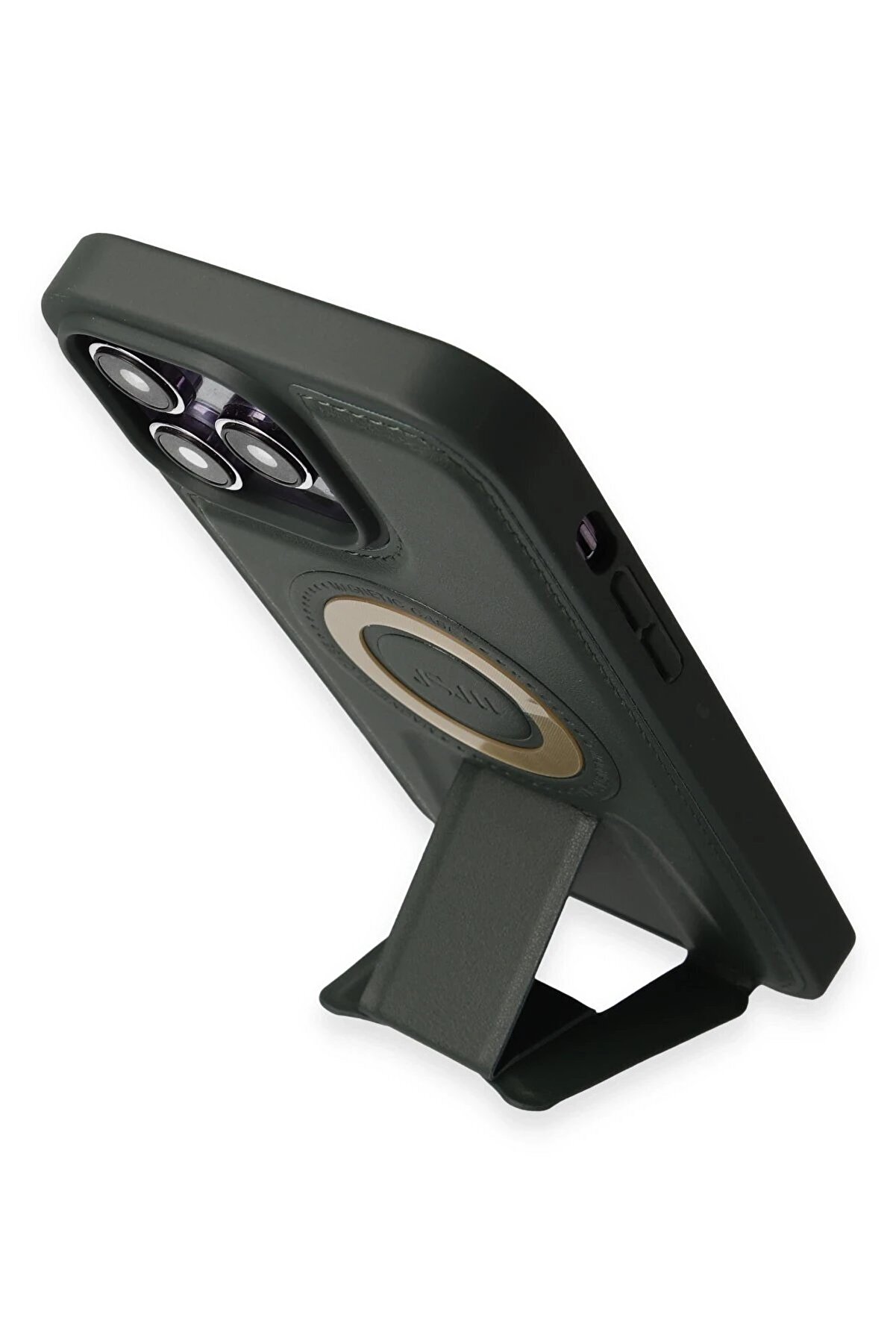 İphone 14 Pro Kılıf Merk&uuml;r Magneti̇csafe Standlı Kapak - Koyu Yeşi̇l - Dropx3252-3348