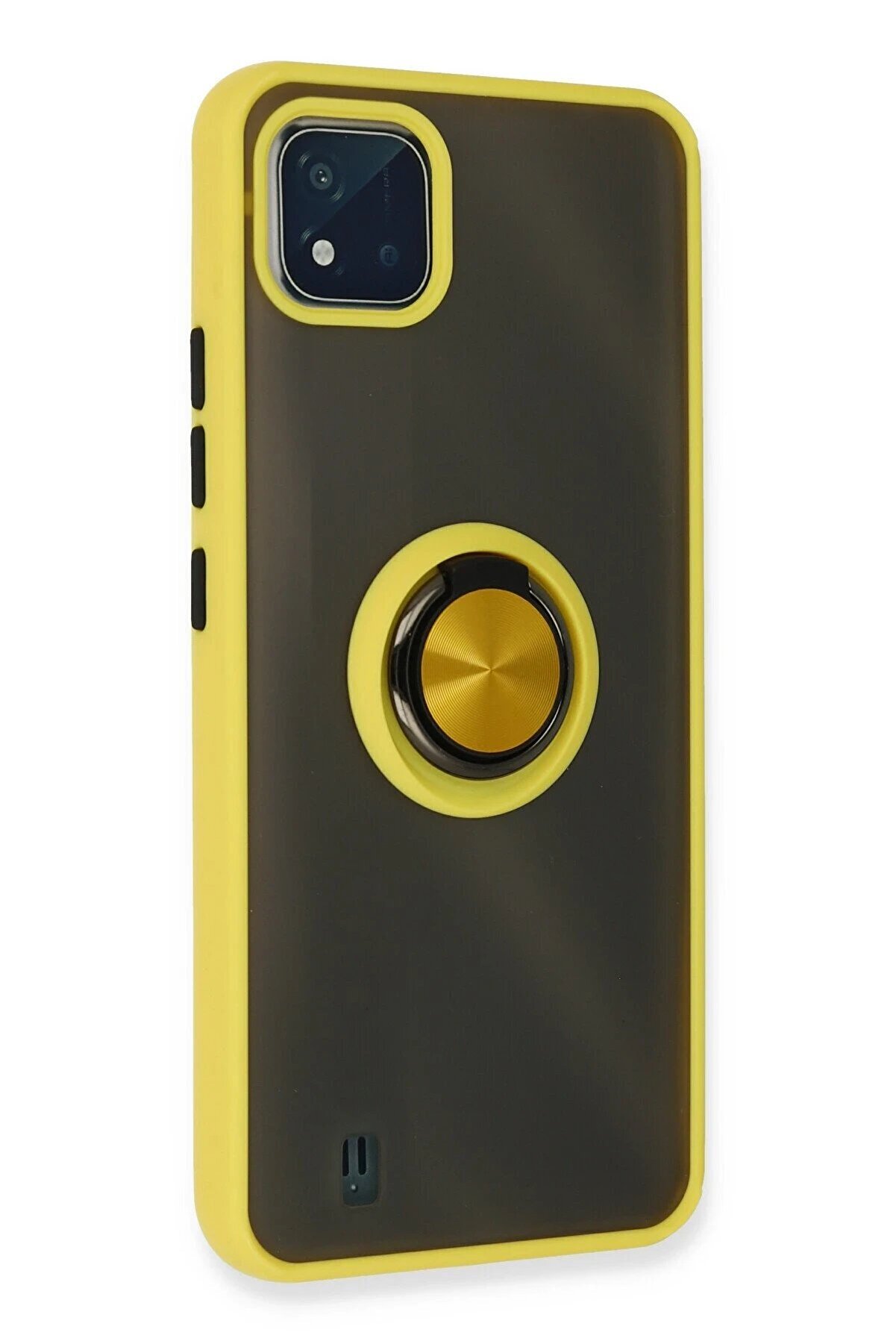 Realme C11 2021 Kılıf Montreal Yüzüklü Si̇li̇kon Kapak - Sarı - Dropx2426-3805