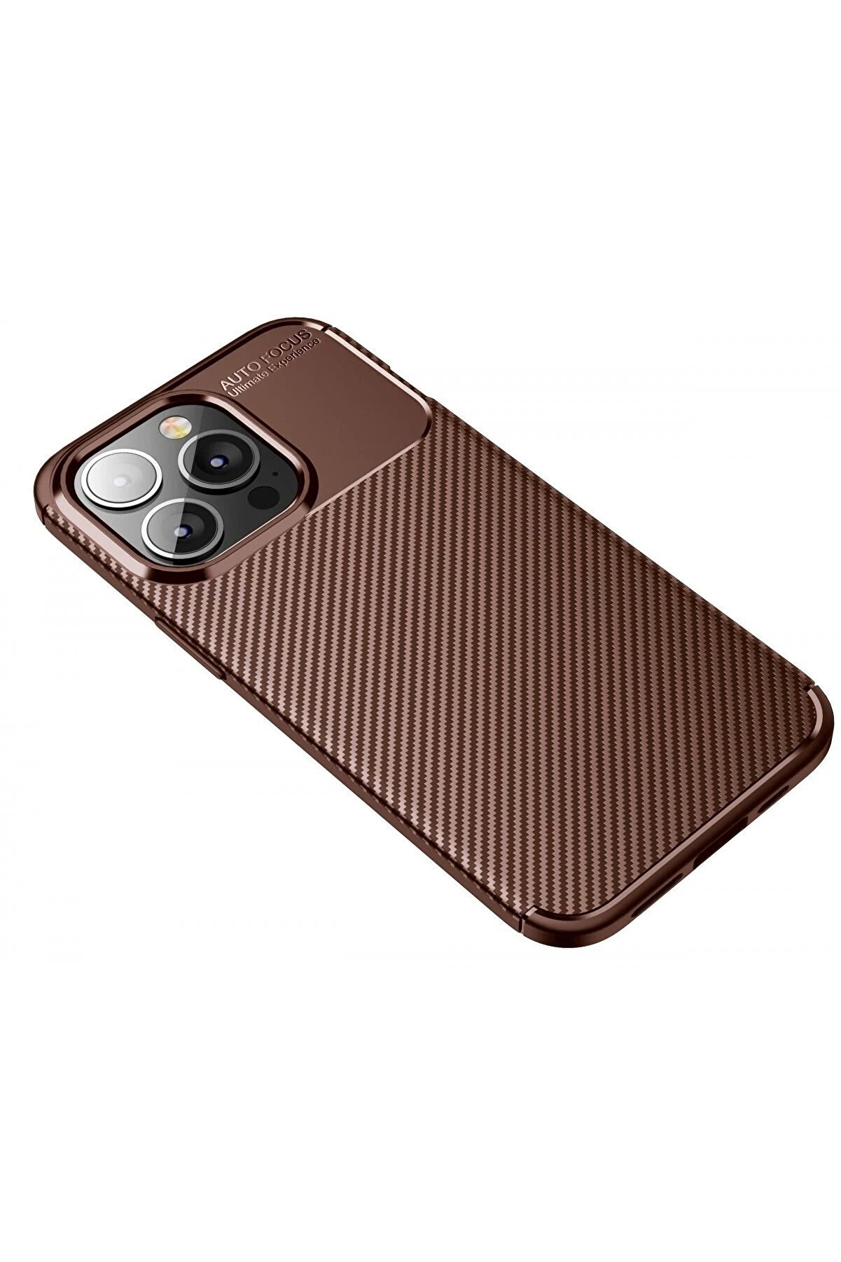 İphone 13 Pro Max Kılıf Auto Focus Karbon Kapak - Kahverengi̇ - Dropx8136-8547