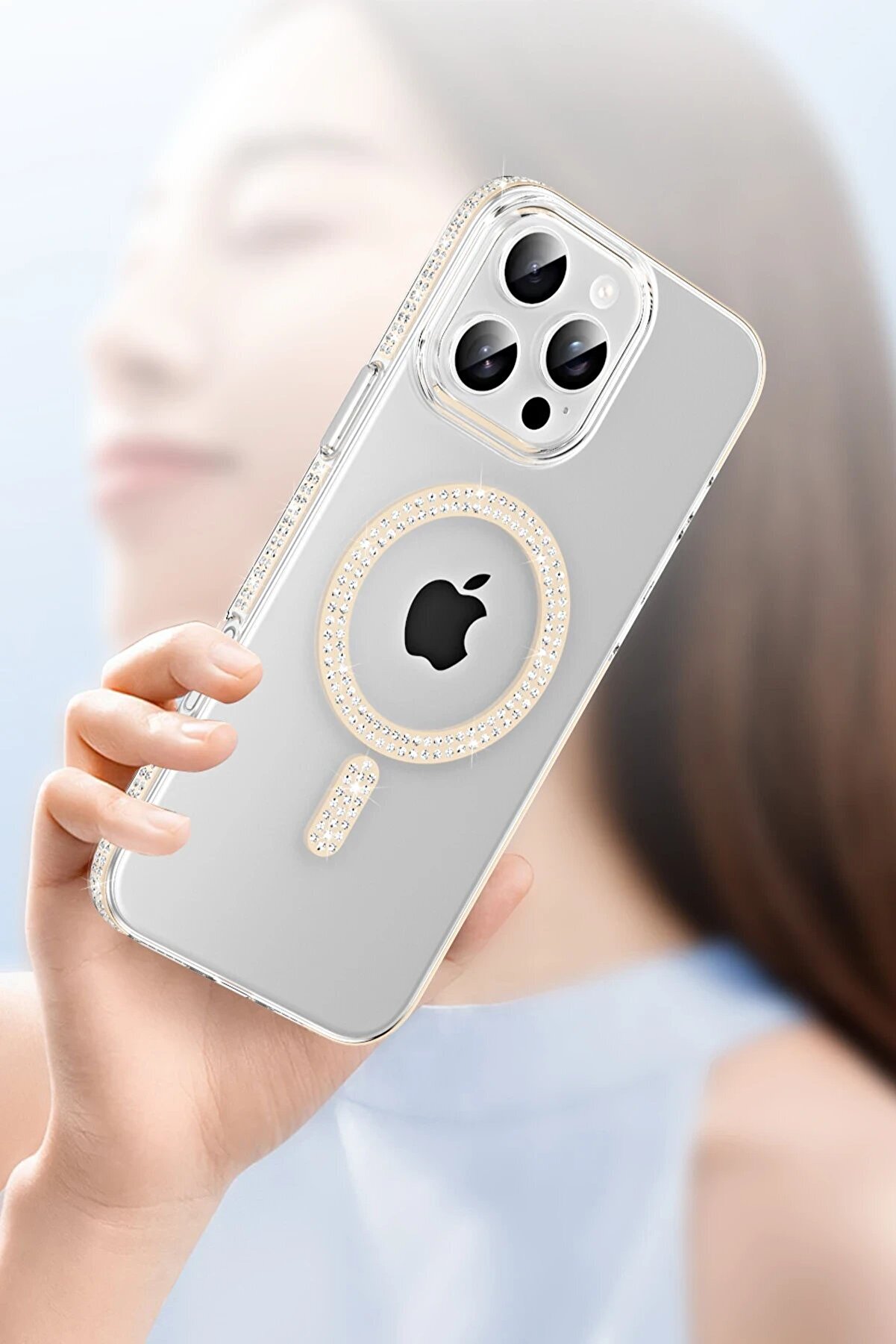 Apple İphone 14 Move Taşlı Magsafe Kapak - Si̇yah - Nover7955-6231