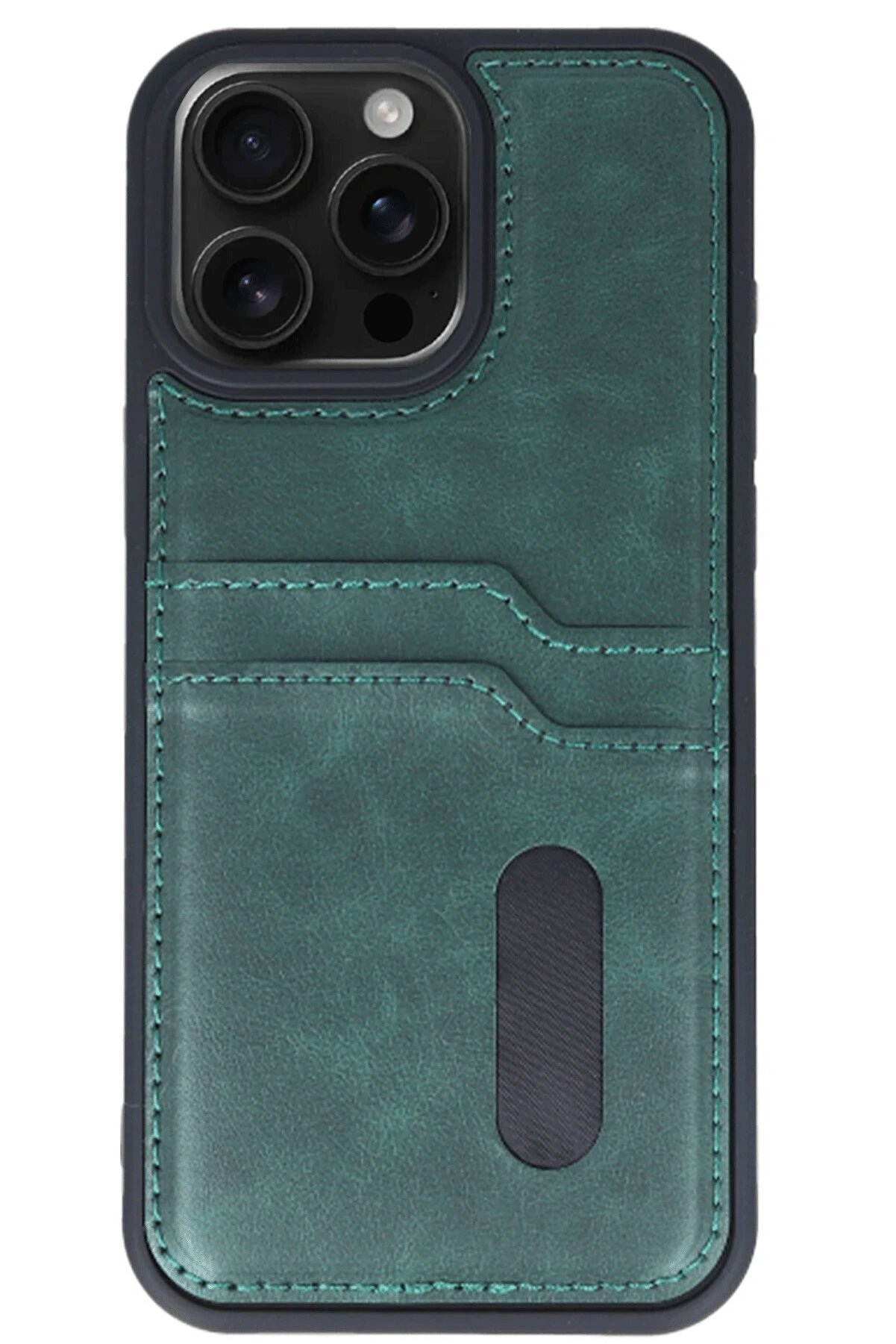 İphone 15 Pro Max Kılıf Sara Kartvi̇zi̇tli̇ Deri̇ Kılıf - Koyu Yeşi̇l - Dropx6870-8227