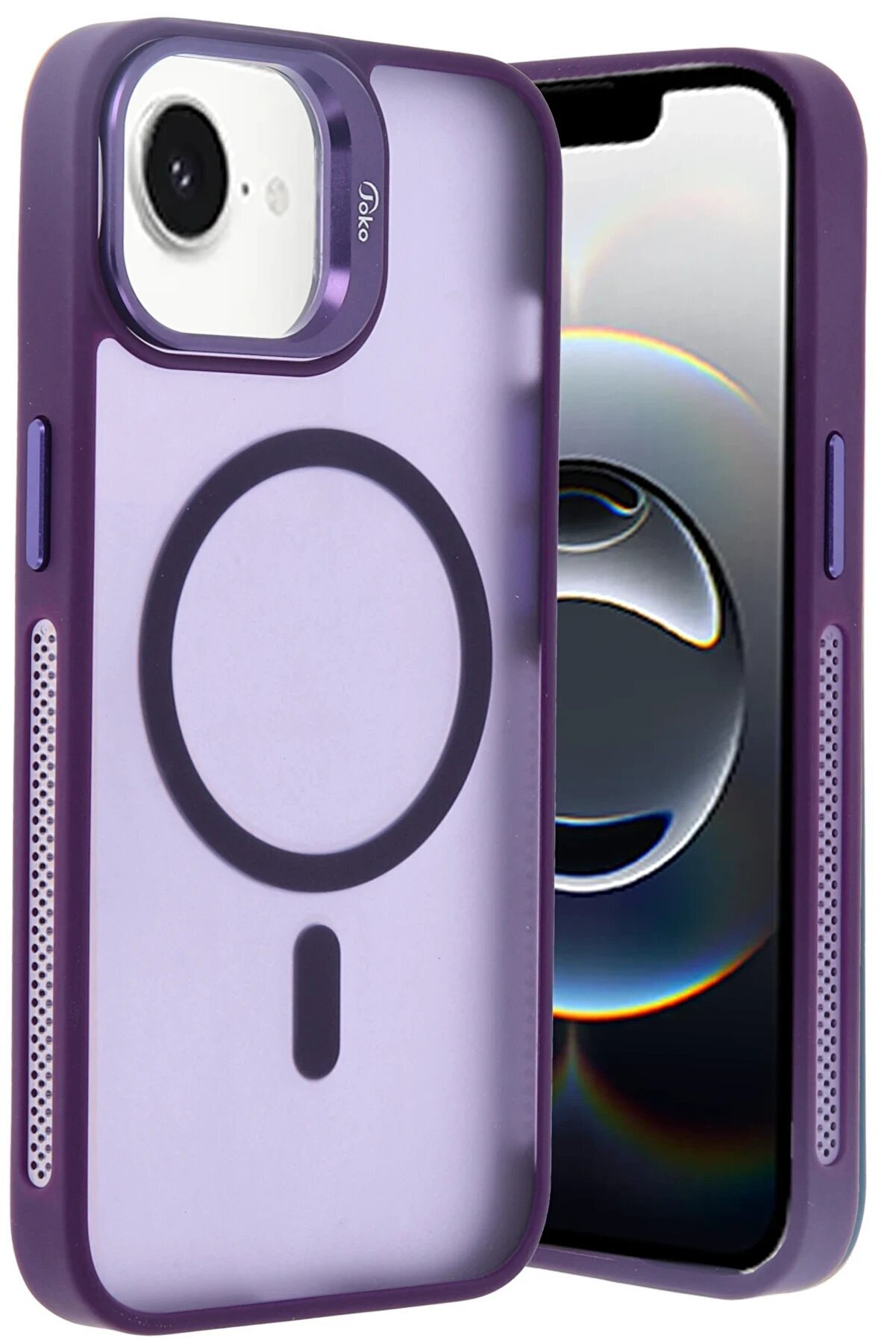 İphone 16E Flet Lens Magsafe Kapak - Deri̇n Mor - Dropx3592-9841