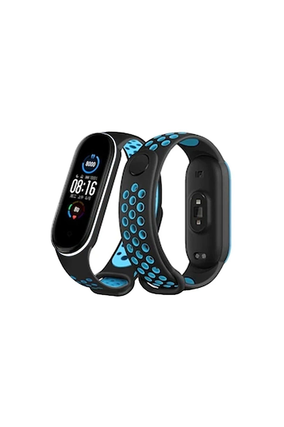 CepteToptan Xiaomi Mi Band 4 Spor Delikli Kordon - Siyah-Turkuaz - DROPX2025-5648