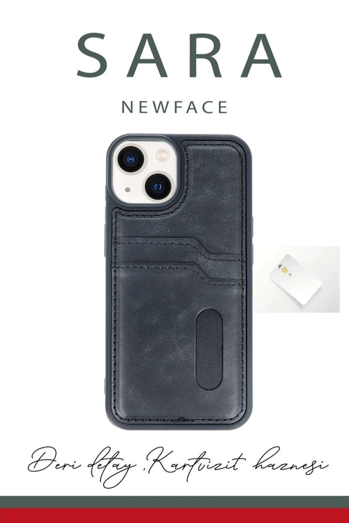 İphone 14 Kılıf Sara Kartvi̇zi̇tli̇ Deri̇ Kılıf - Taba - Dropx8699-2830