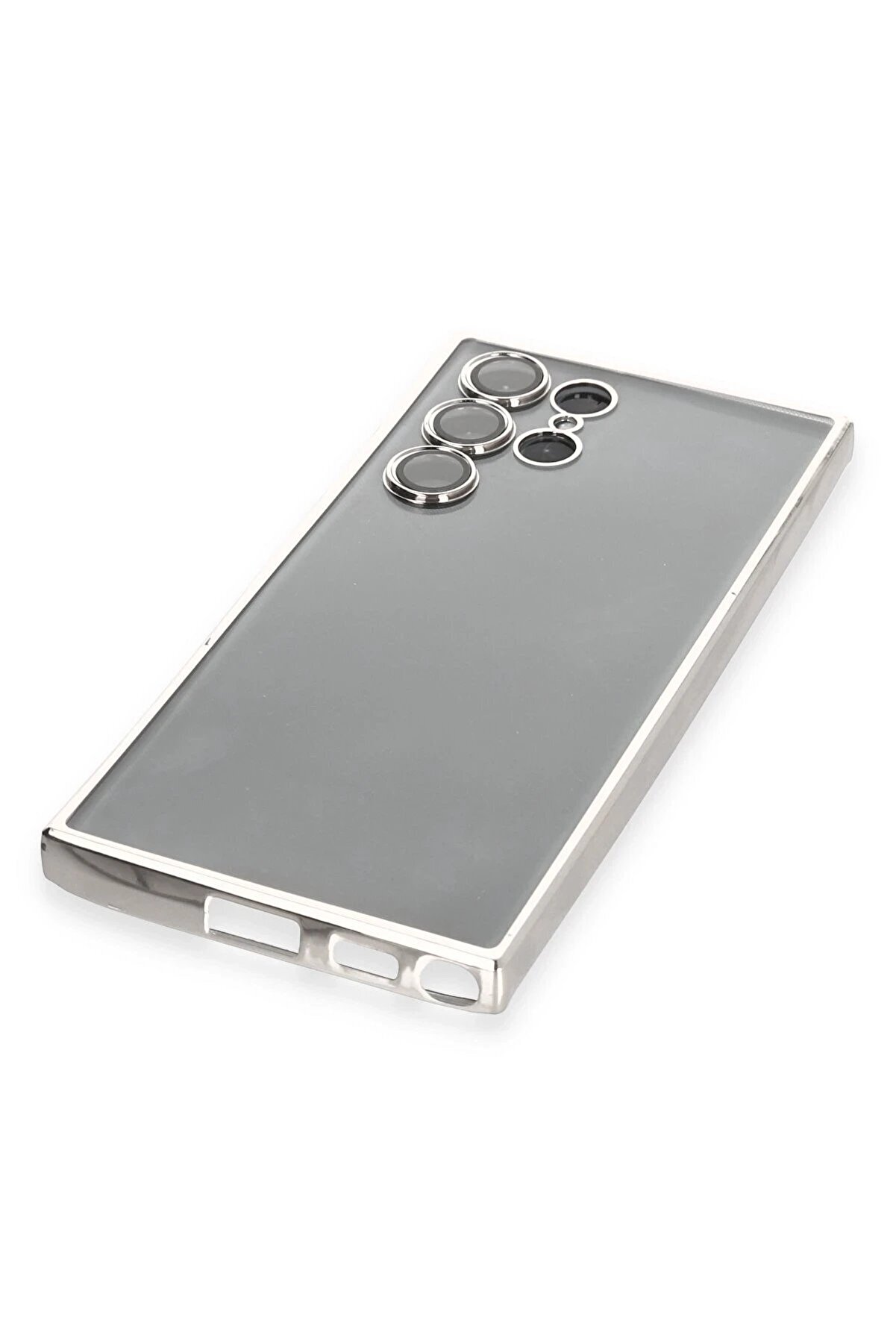 Samsung Galaxy S22 Ultra Kılıf Lensli̇ Si̇li̇kon - Gümüş - Dropx7976-1317