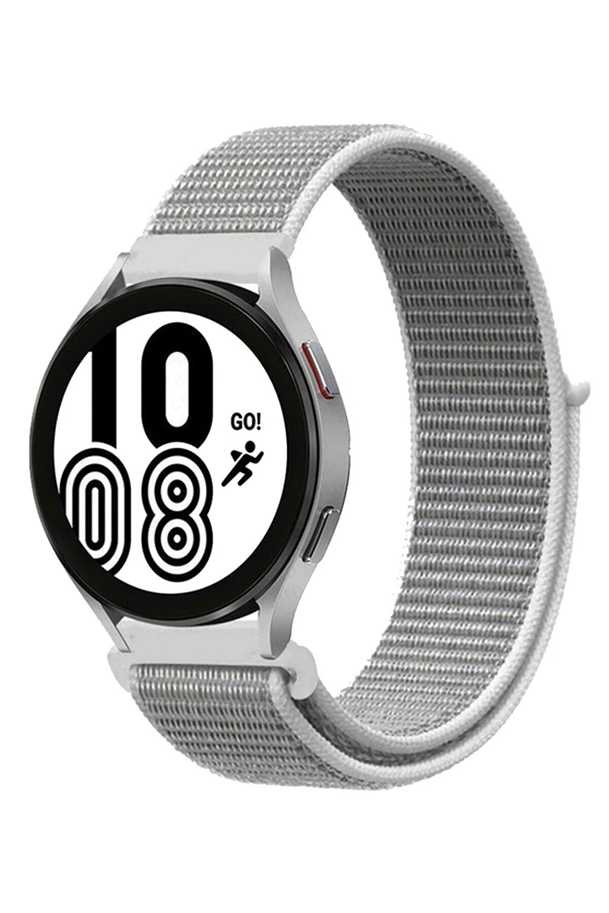 CepteToptan Samsung Galaxy Watch 4 Hasırlı Cırtcırtlı Kordon - Beyaz - DROPX6370-7710