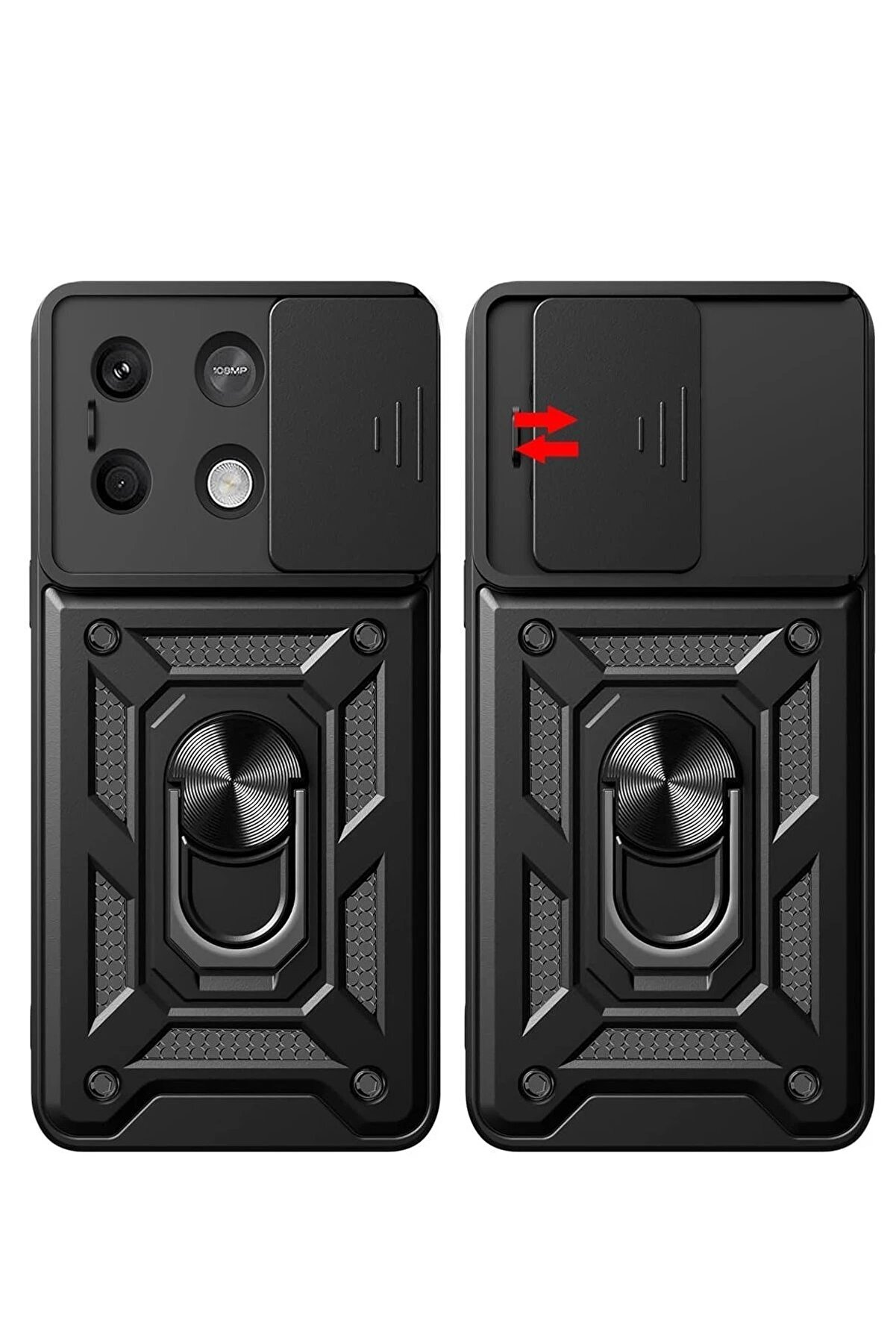 Xi̇aomi̇ Poco X6 Pro Kılıf Pars Lens Yüzüklü Si̇li̇kon - Si̇yah - Dropx7893-6917