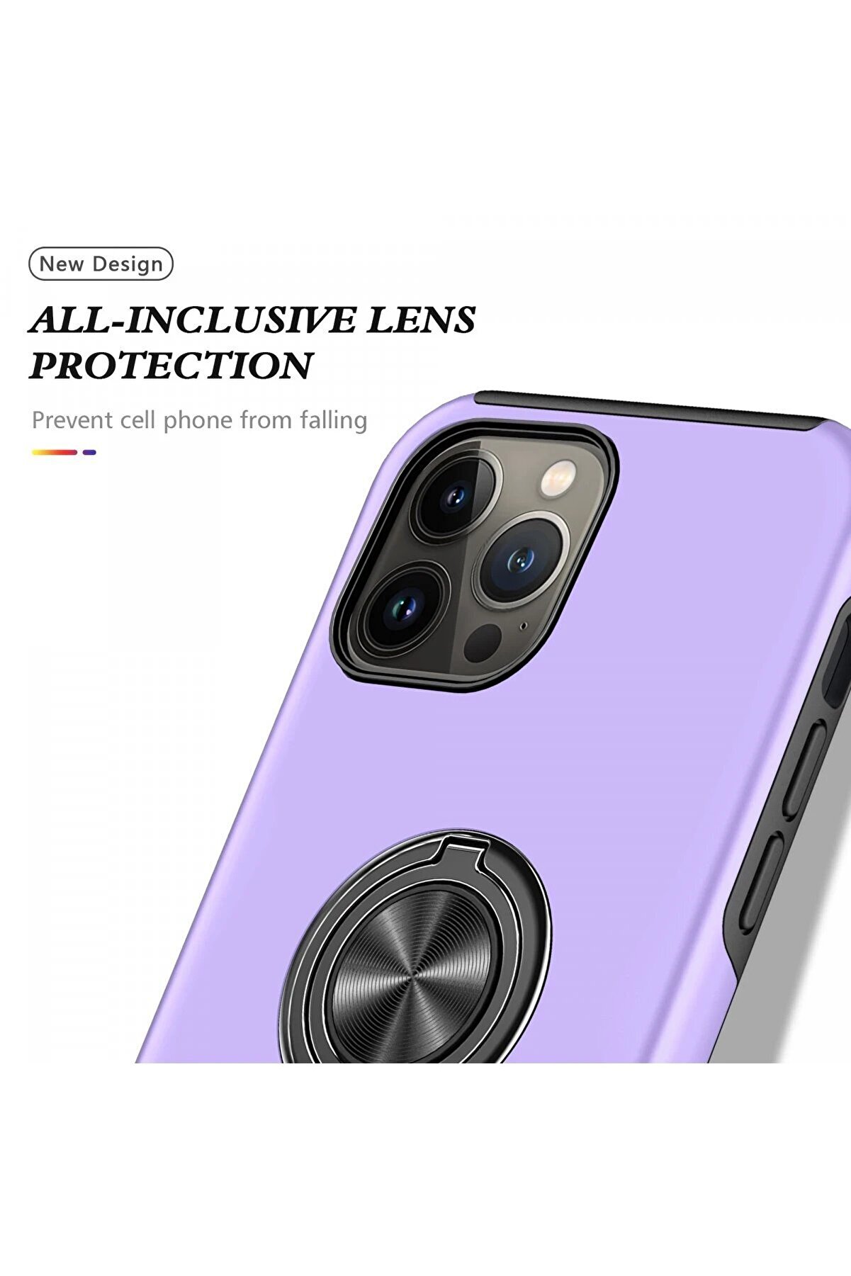 İphone 13 Pro Kılıf Eli̇t Yüzüklü Kapak - Mor - Dropx5012-7998