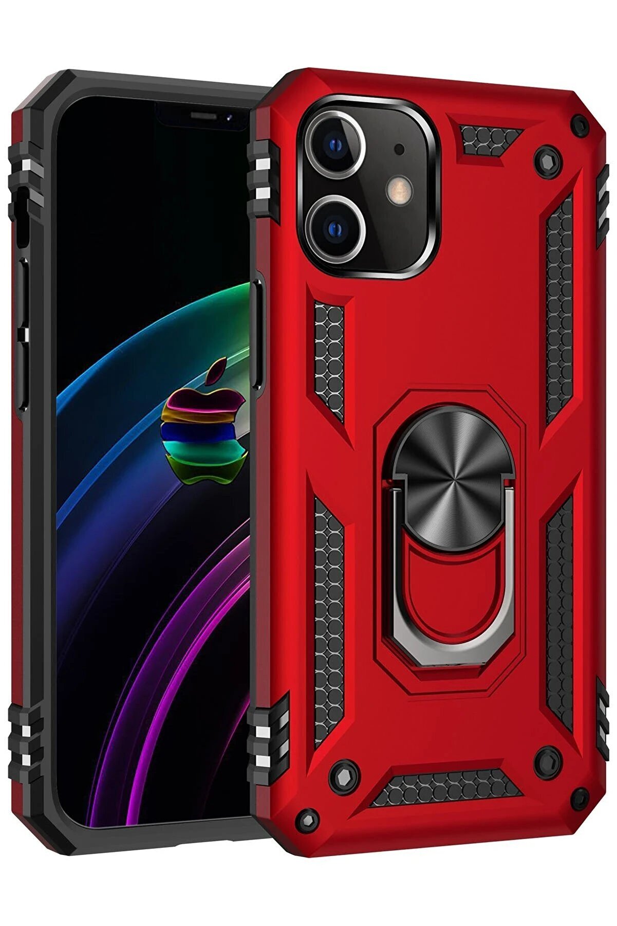 CepteToptan iPhone 12 Mini Kılıf Sofya Y&uuml;z&uuml;kl&uuml; Silikon Kapak - Kırmızı - DROPX6695-3486