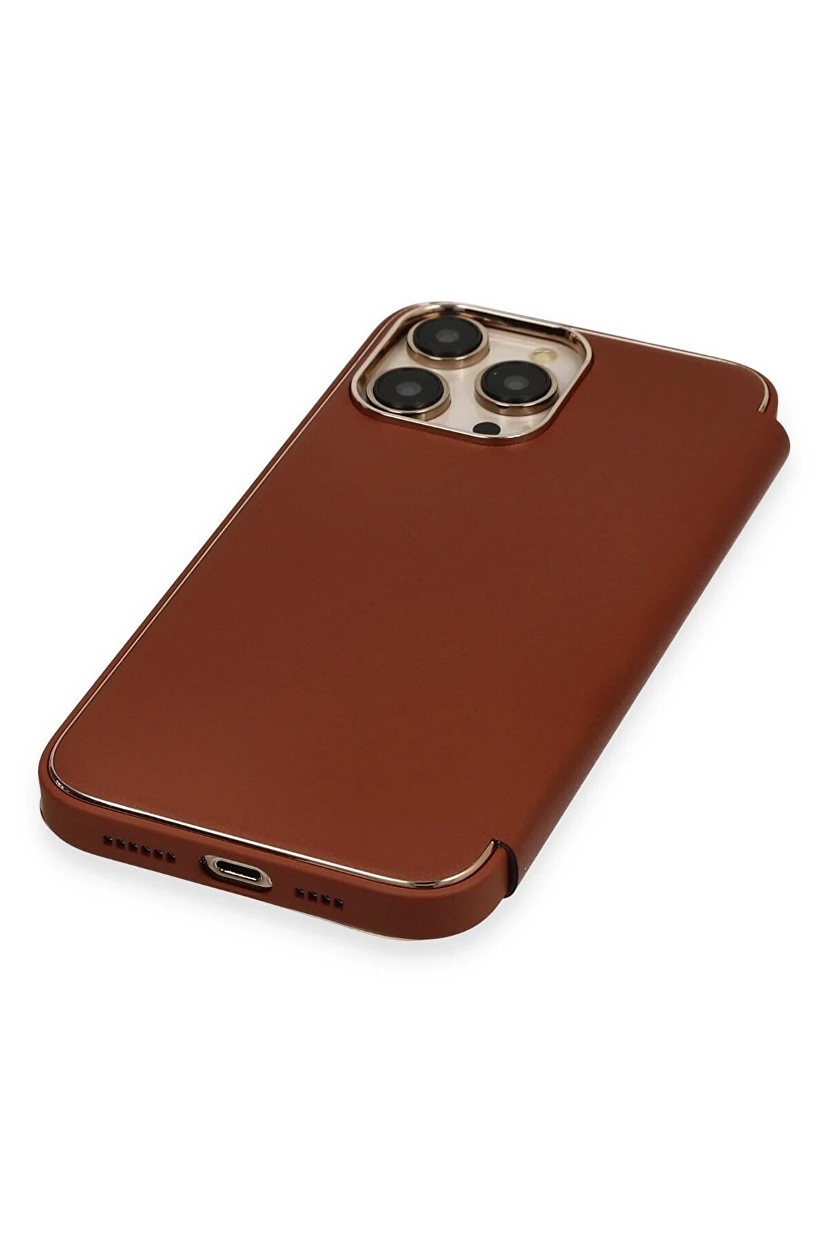 İphone 14 Pro Kılıf Dolpi̇n Kapaklı - Kahverengi̇ - Dropx4987-6852