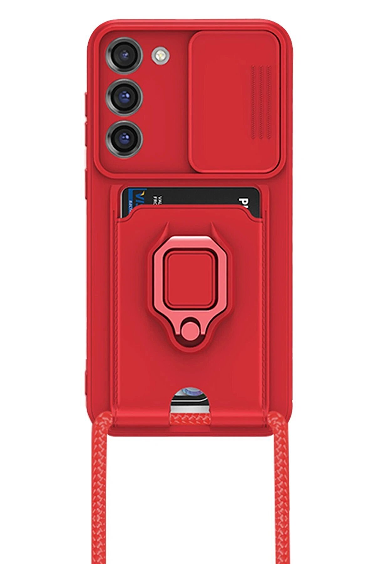 Samsung Galaxy S24 Plus Kılıf Zuma Kartvi̇zi̇tli̇ Y&uuml;z&uuml;kl&uuml; Si̇li̇kon - Kırmızı - Dropx6941-9990