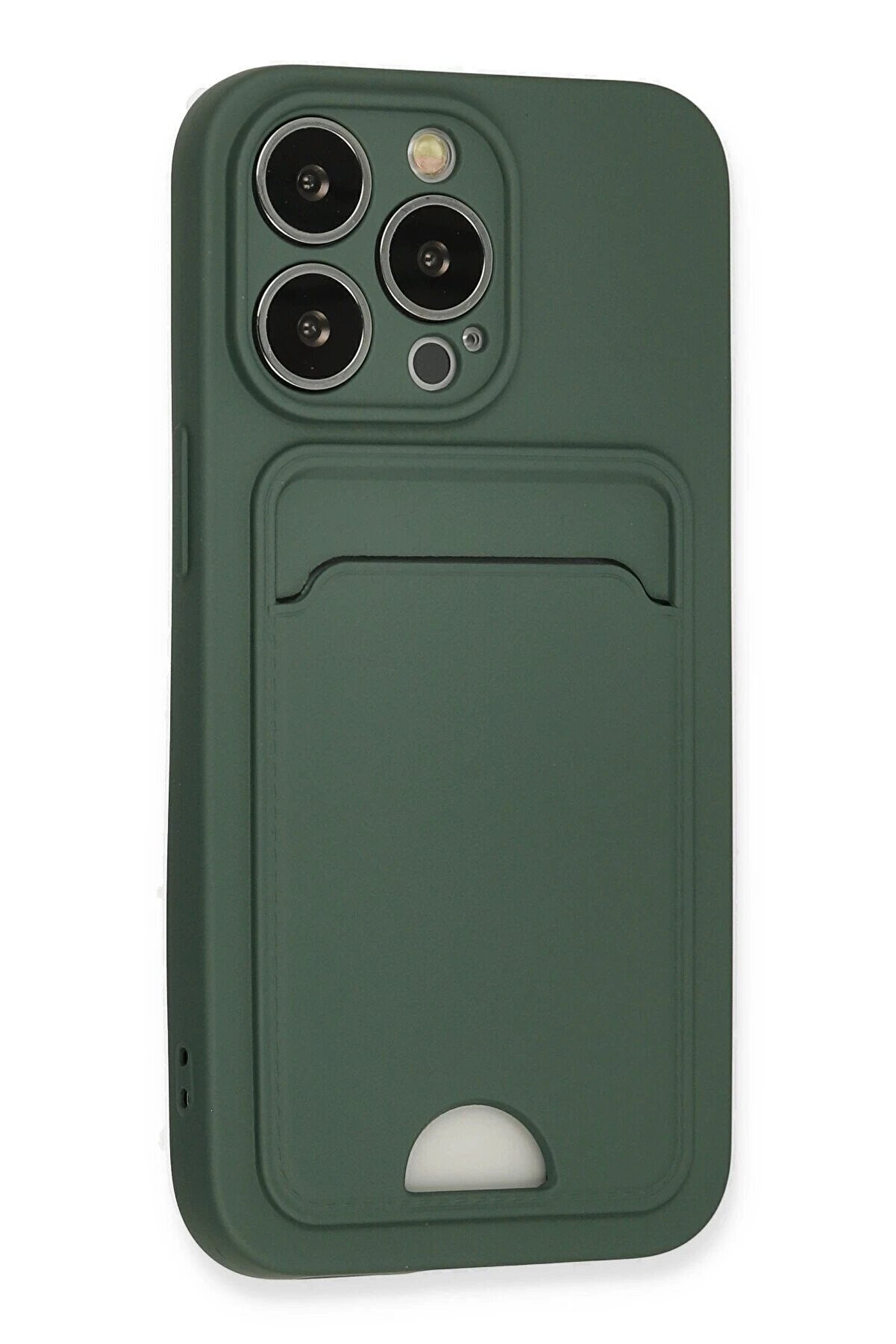 İphone 13 Pro Kılıf Kelvi̇n Kartvi̇zi̇tli̇ Si̇li̇kon - Koyu Yeşi̇l - Dropx3031-7500