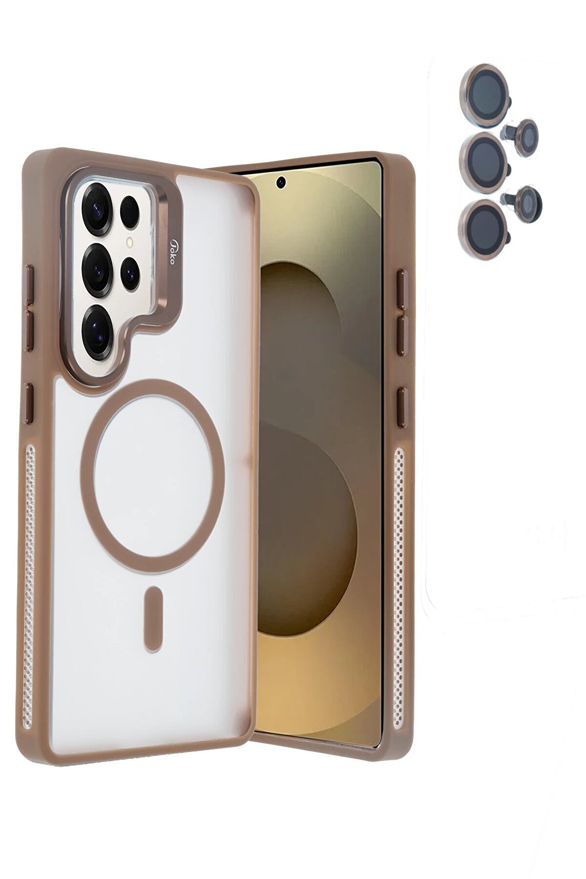 Samsung Galaxy S25 Ultra Flet Lens Magsafe Kapak - Gold - Dropx7089-2832