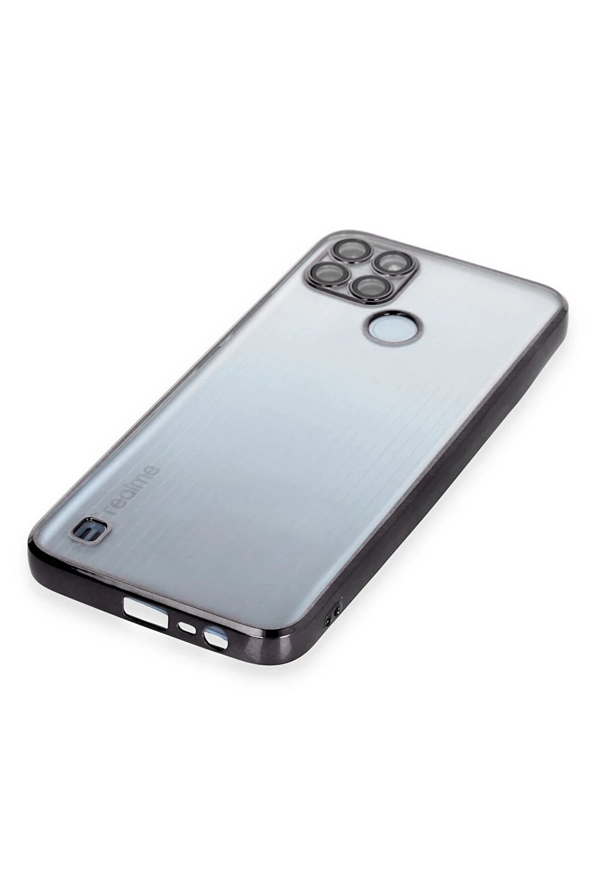 Realme C25Y Kılıf Lensli̇ Si̇li̇kon - Si̇yah - Dropx2303-3795