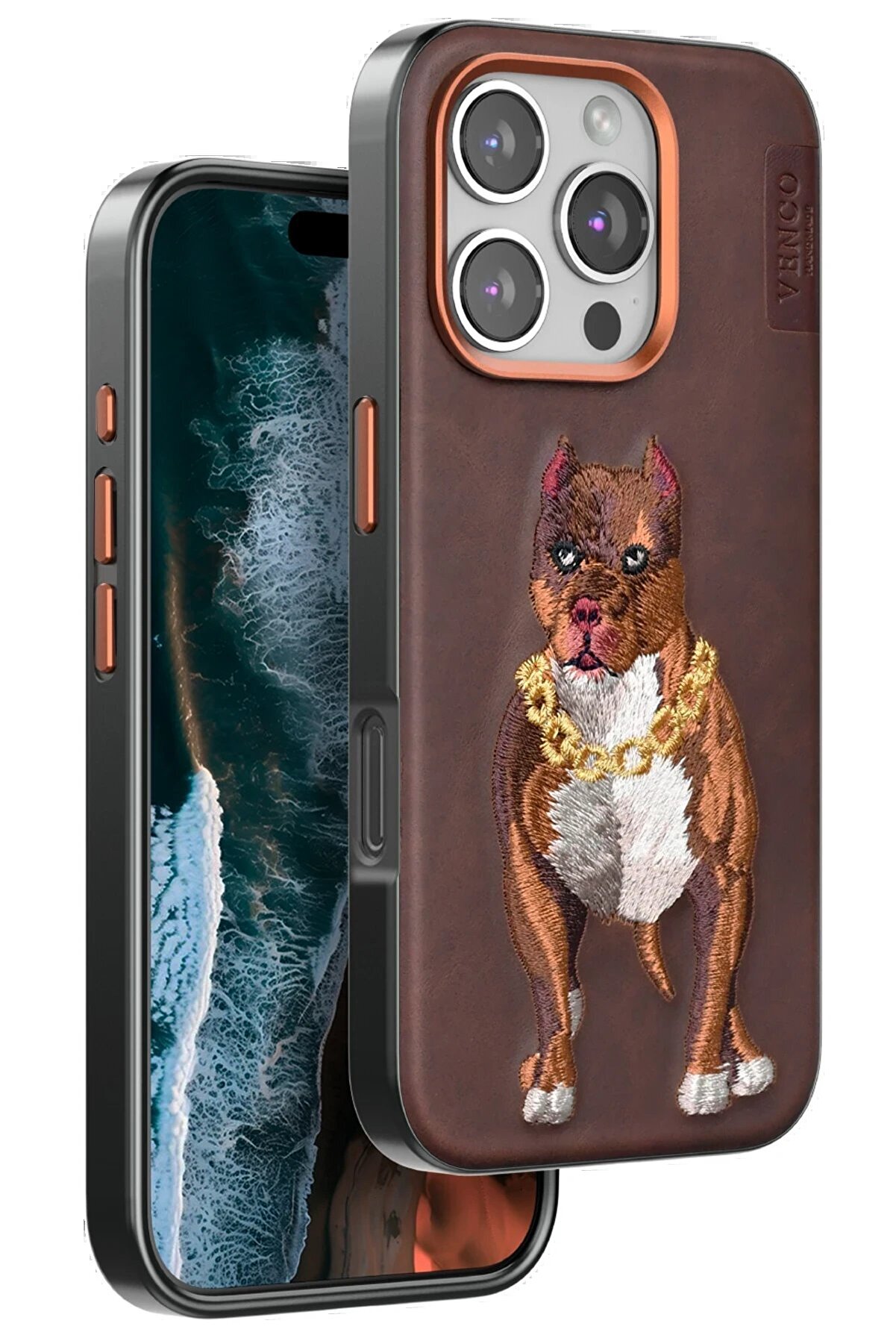 CepteToptan iPhone 16 Pro Perma Desenli Kapak - Kahverengi - DROPX9158-6091