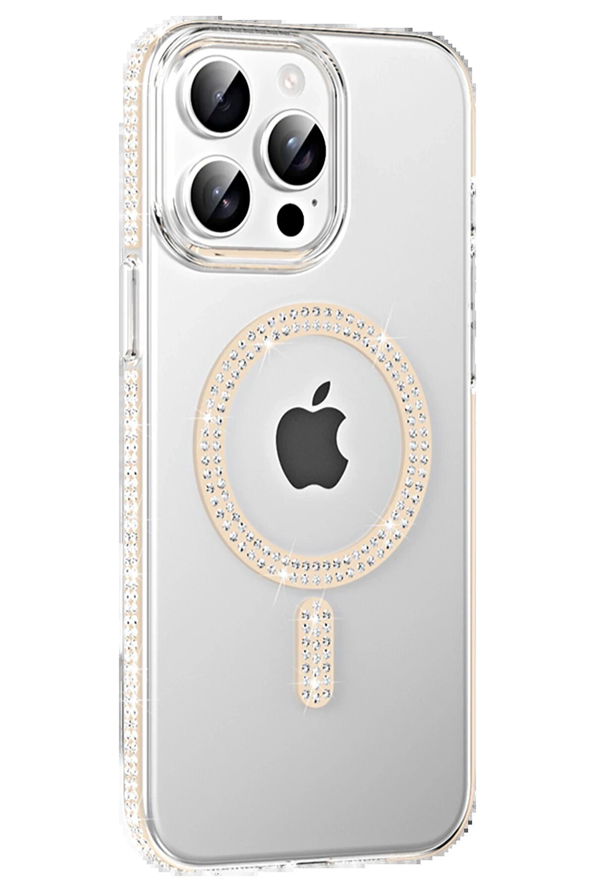 Apple İphone 14 Pro Max Move Taşlı Magsafe Kapak - Pembe - Brh023386-8393