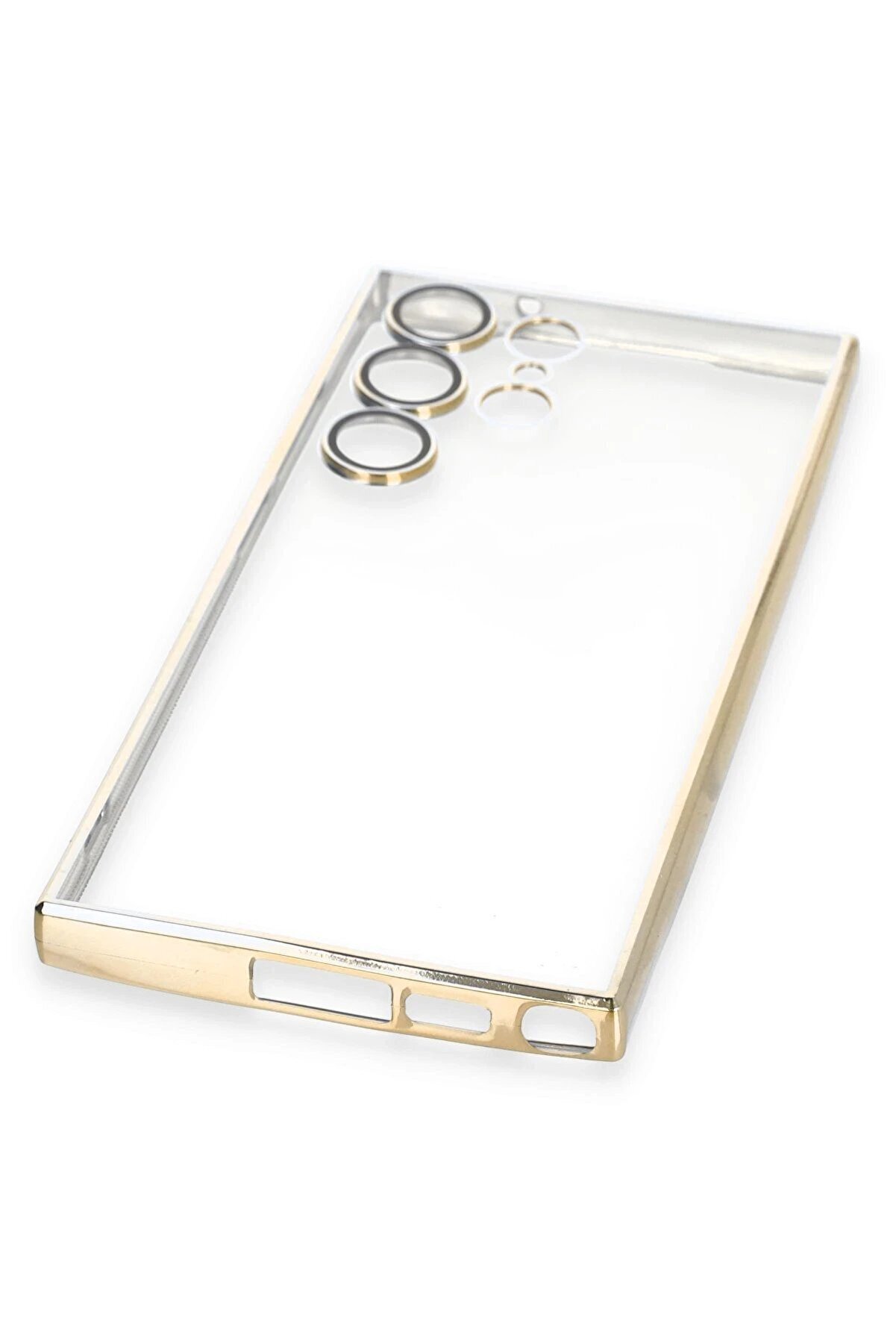 Samsung Galaxy S23 Ultra Kılıf Lensli̇ Si̇li̇kon - Gold - Dropx2553-6498