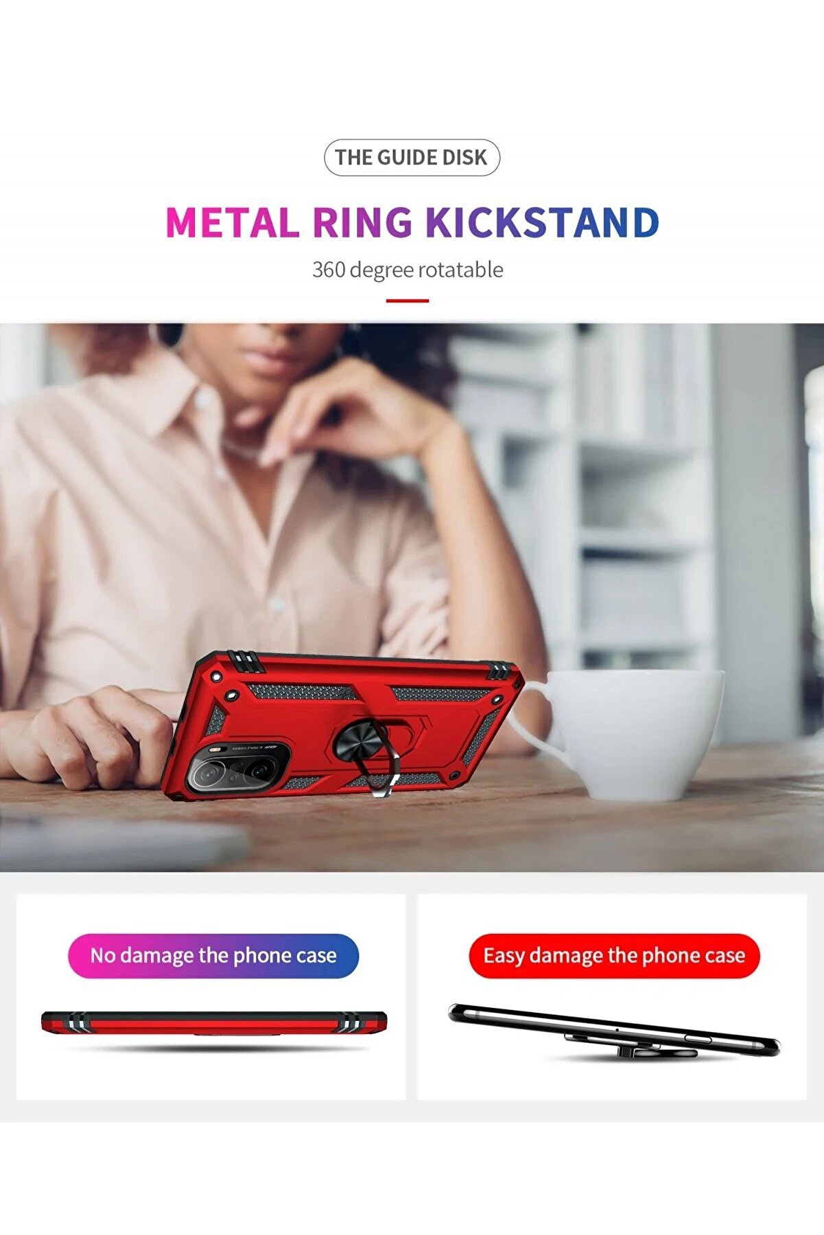 Xi̇aomi̇ Poco F3 Kılıf Sofya Yüzüklü Si̇li̇kon Kapak - Kırmızı - Dropx7113-2084