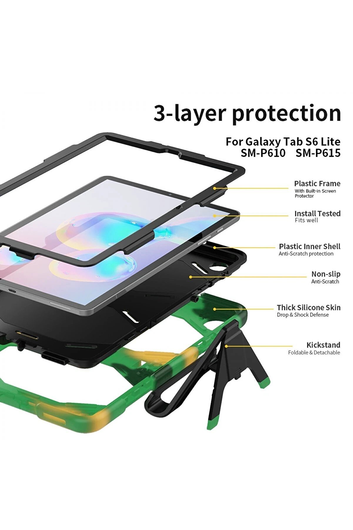 Samsung Galaxy Tab A7 10.4 Kılıf Gri̇ffi̇n Tablet Kapak - Kamuflaj - Dropx3672-3626