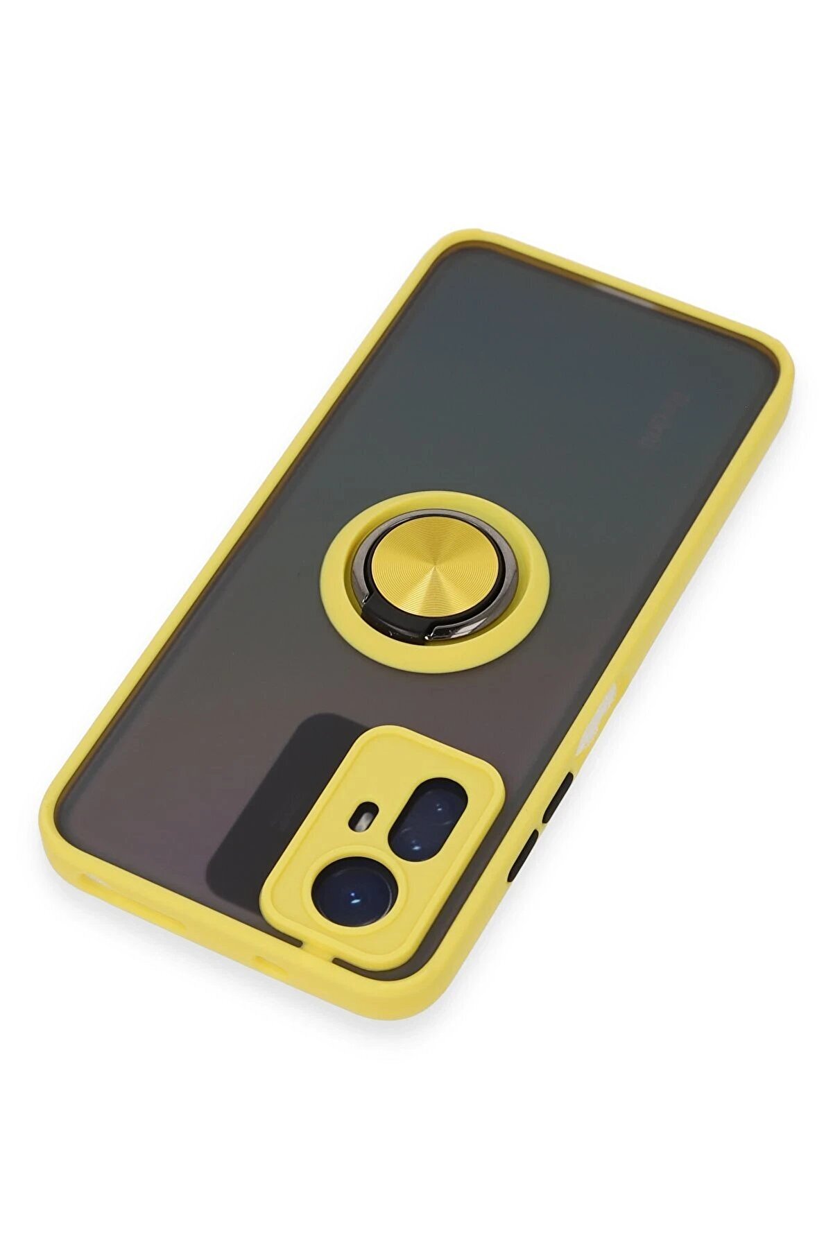 Newface Xi̇aomi̇ Redmi̇ Note 12S Kılıf Montreal Yüzüklü Si̇li̇kon Kapak - Sarı