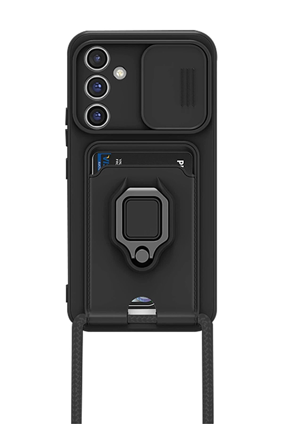 Samsung Galaxy A26 Kılıf Zuma Kartvi̇zi̇tli̇ Y&uuml;z&uuml;kl&uuml; Si̇li̇kon - Si̇yah - Dropx5946-8893