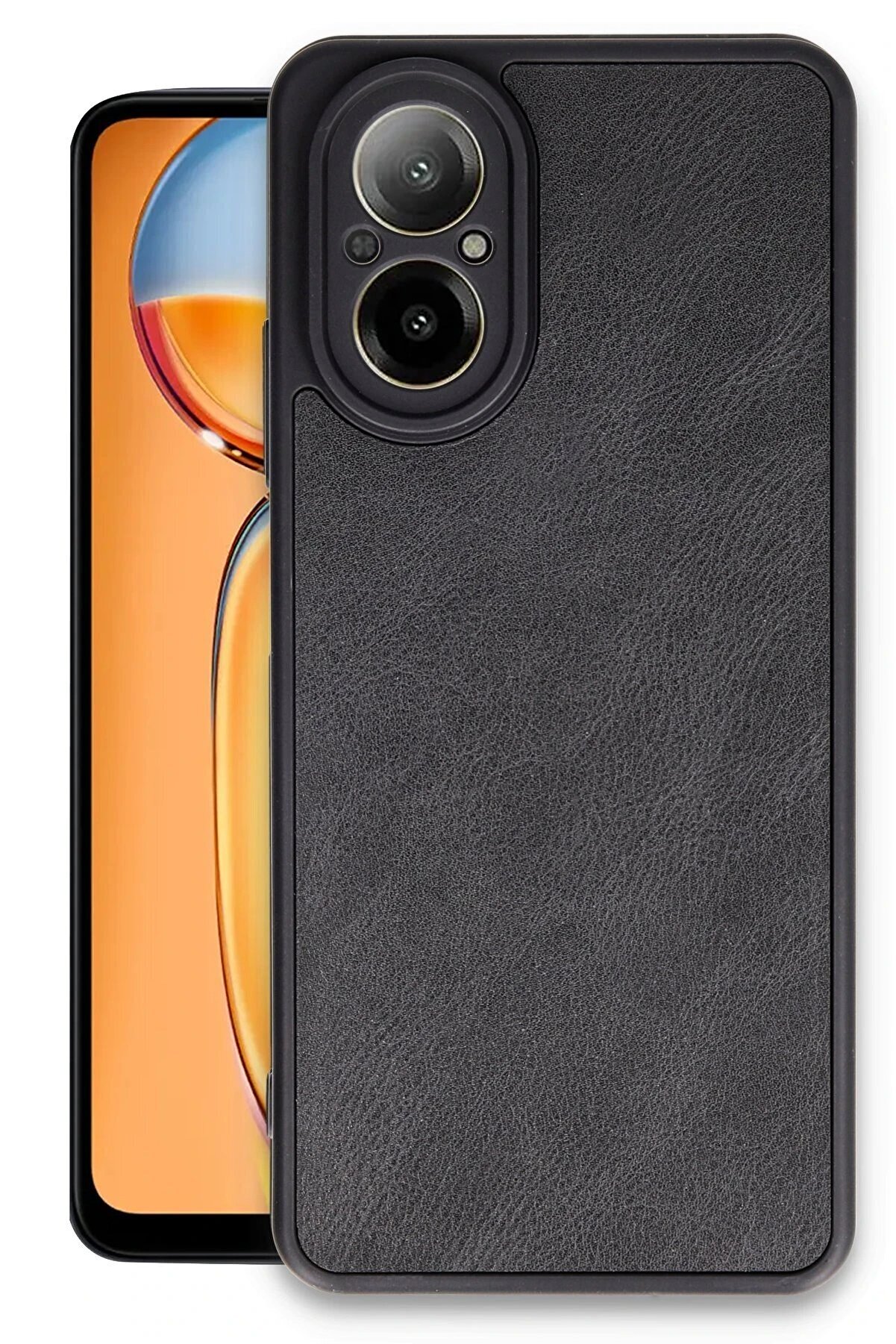 CepteToptan Newface Realme 12 Lite Kılıf Aras Deri Kapak - Siyah