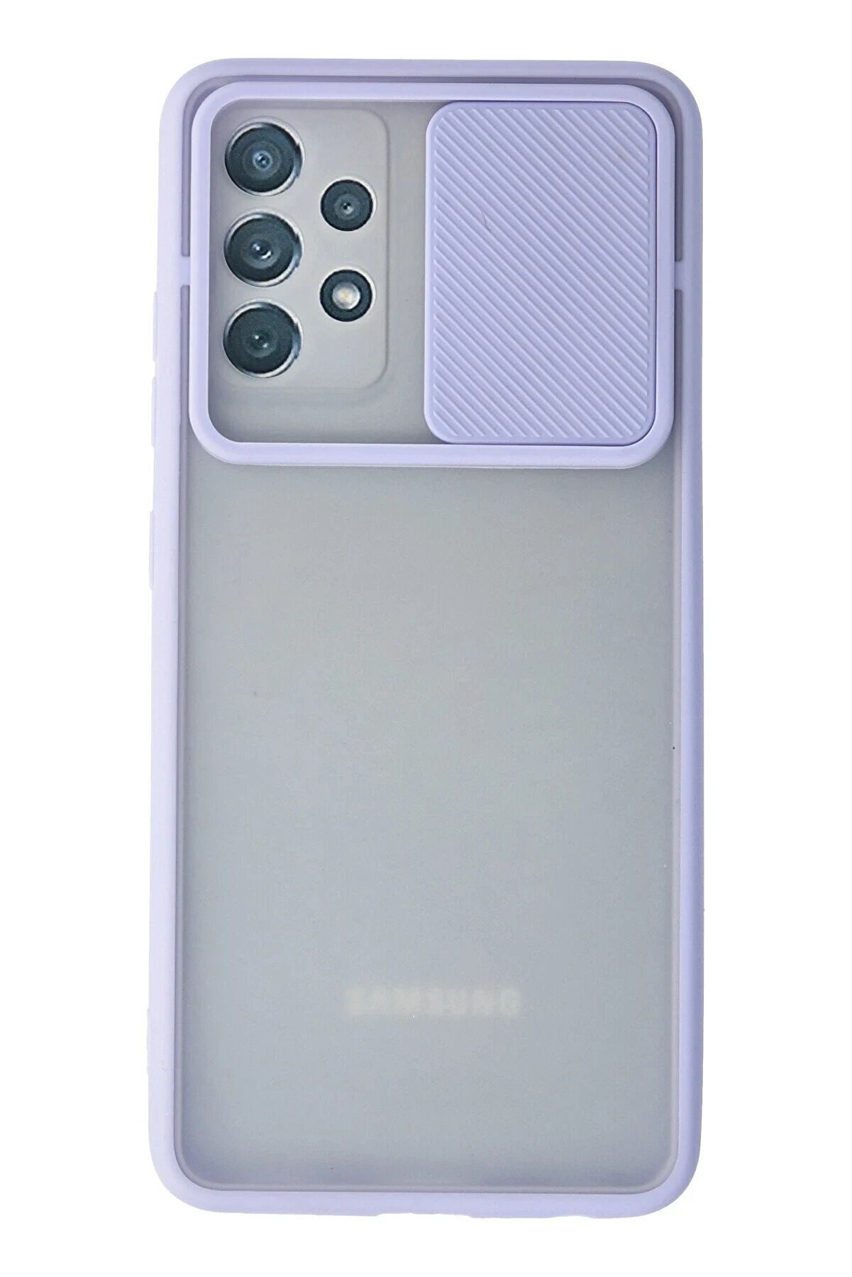 CepteToptan Samsung Galaxy A72 Kılıf Palm Buzlu Kamera Sürgülü Silikon - Lila - DROPX3096-6507
