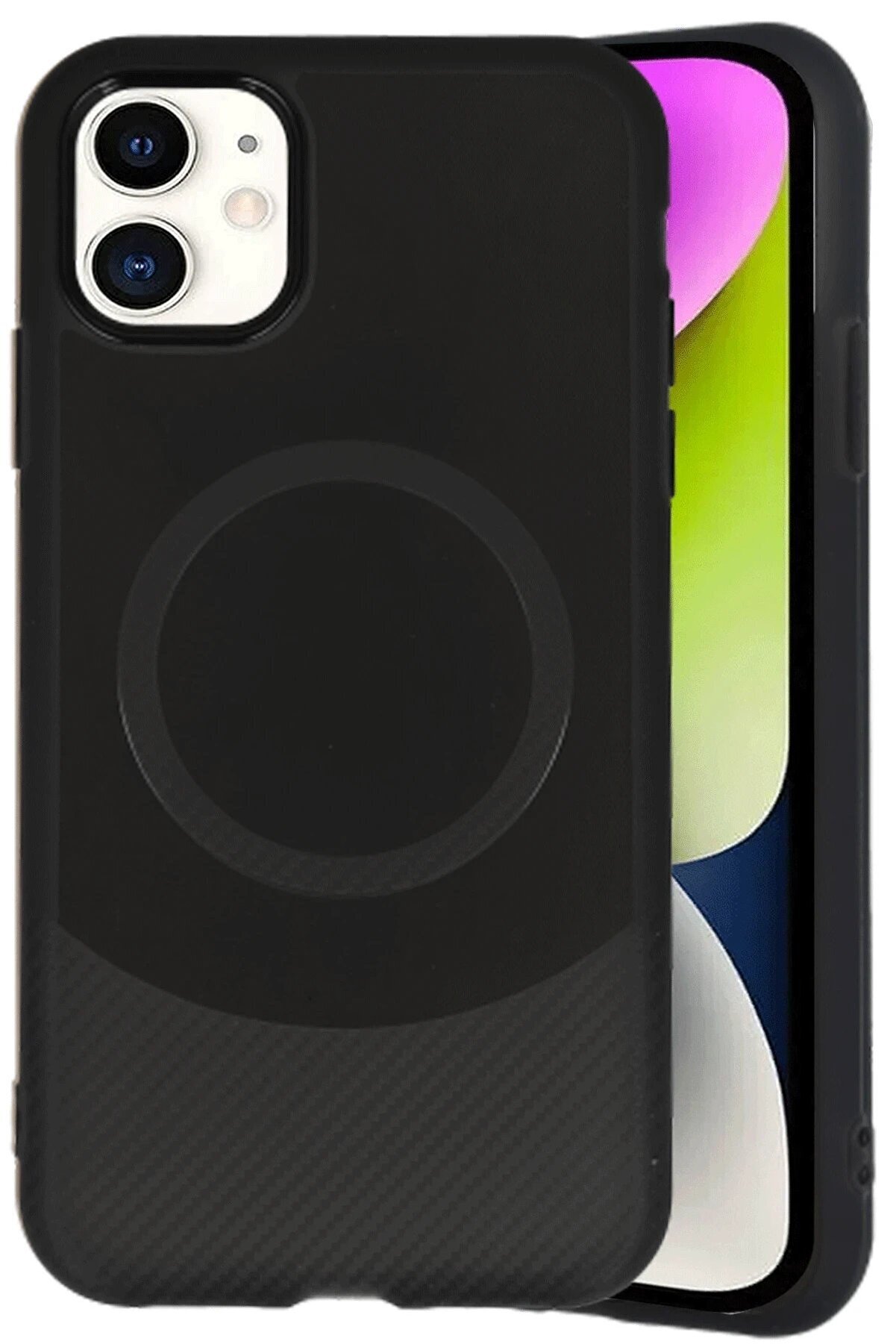 İphone 11 Kılıf Maya Karbon Kapak - Si̇yah - Dropx7944-1443