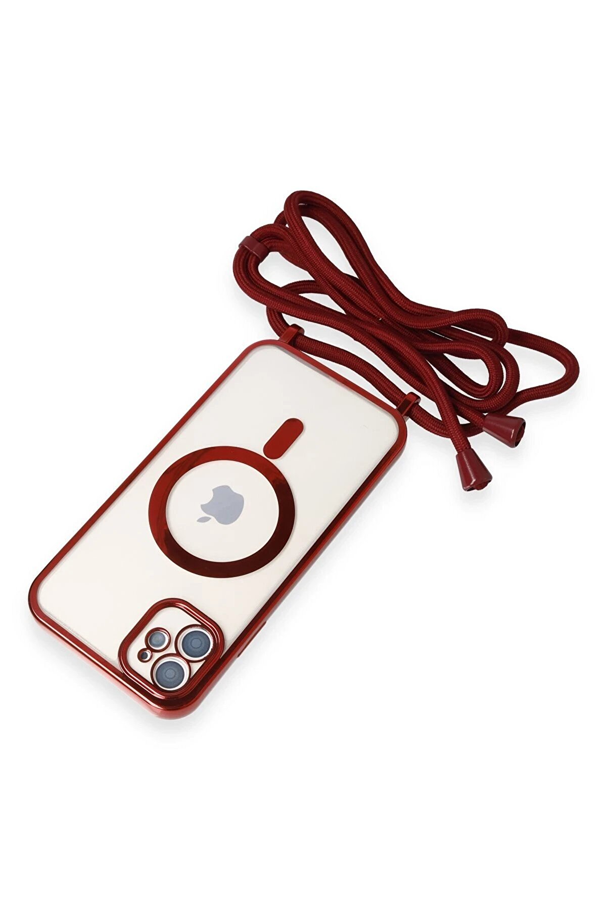 İphone 12 Kılıf Di̇vo Lazer Askılı Magsafe Kapak - Kırmızı - Dropx6071-3756