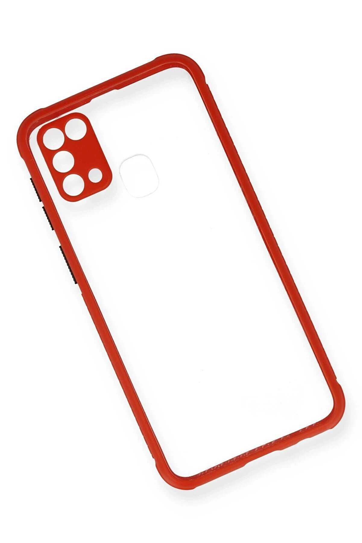 Samsung Galaxy M31 Kılıf Mi̇ami̇ Şeffaf Si̇li̇kon - Kırmızı - Dropx6547-6300