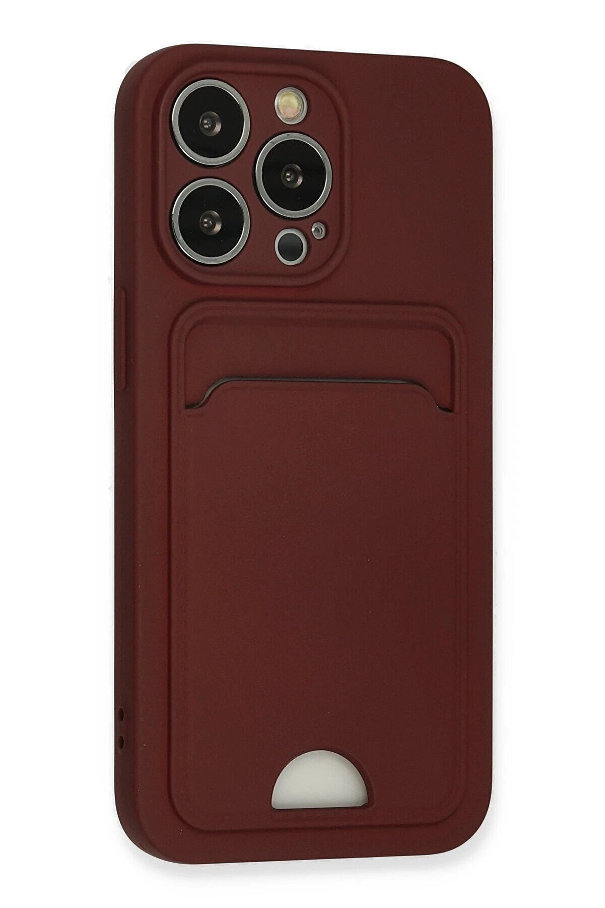 İphone 13 Pro Kılıf Kelvi̇n Kartvi̇zi̇tli̇ Si̇li̇kon - Bordo - Dropx7566-9562