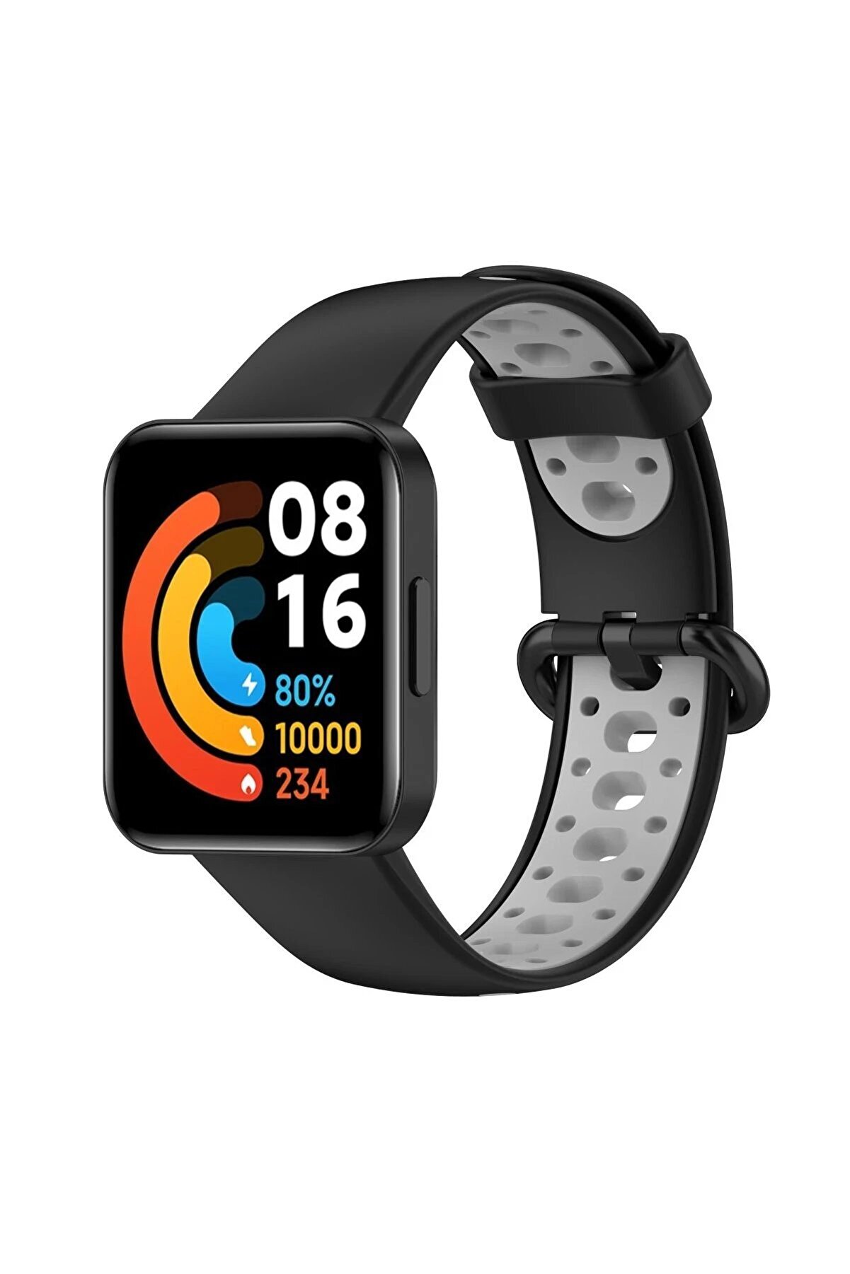CepteToptan Xiaomi Redmi Watch 2 Spor Delikli Kordon - Siyah-Gri - DROPX7973-9309