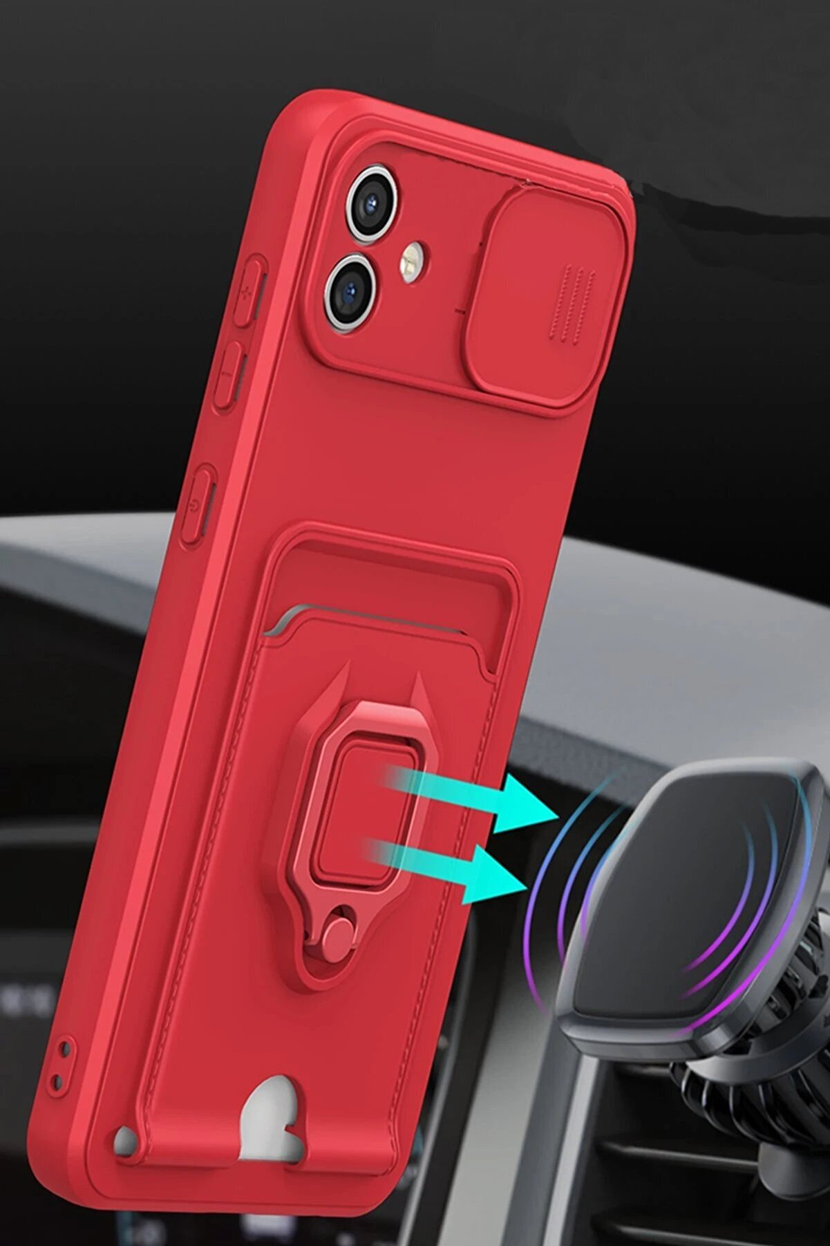 Samsung Galaxy A05 Kılıf Zuma Kartvi̇zi̇tli̇ Yüzüklü Si̇li̇kon - Si̇yah - Dropx8825-7476