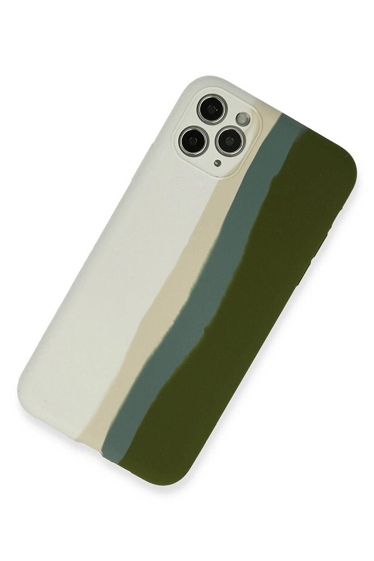 İphone 11 Pro Kılıf Ebruli̇ Lansman Si̇li̇kon - Beyaz-Yeşi̇l - Dropx8216-5578