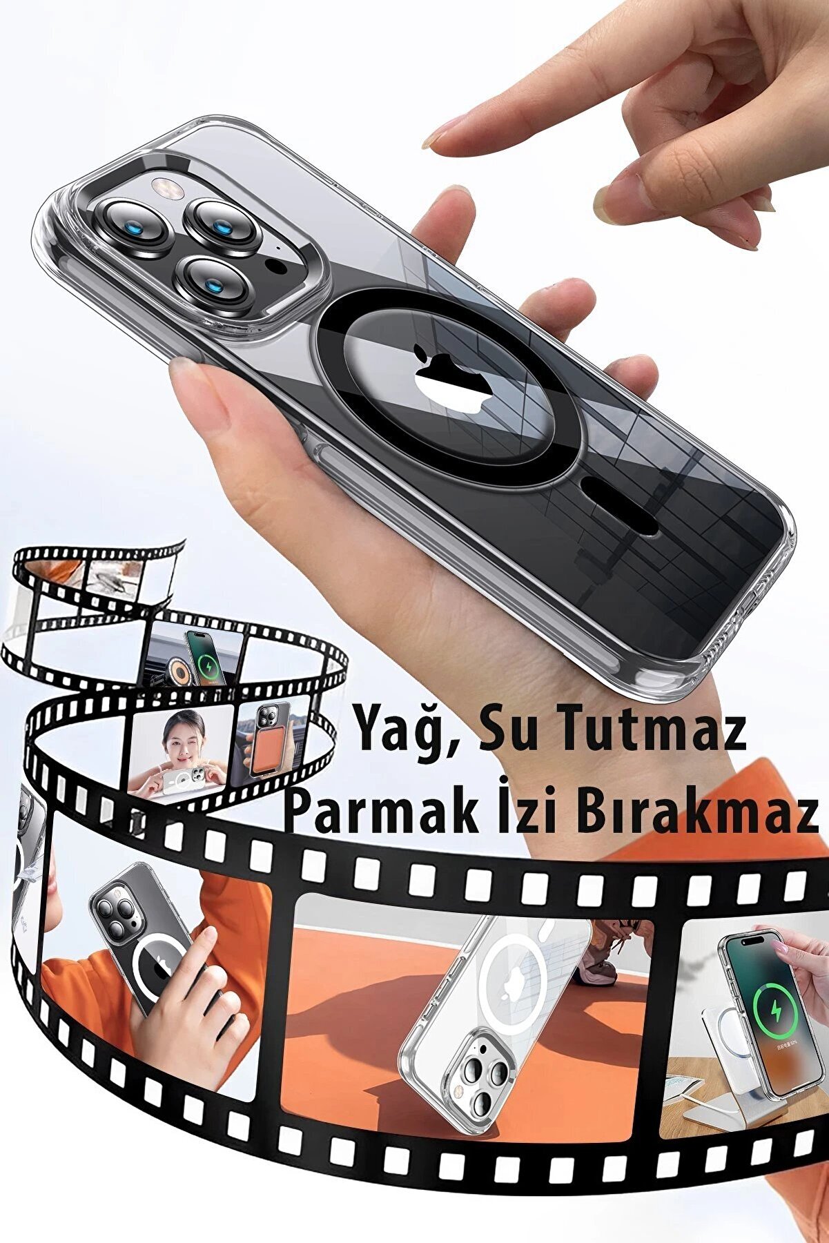 İphone 15 Pro Max Kılıf Crystal Magsafe Kapak - Şeffaf - Dropx5233-8515