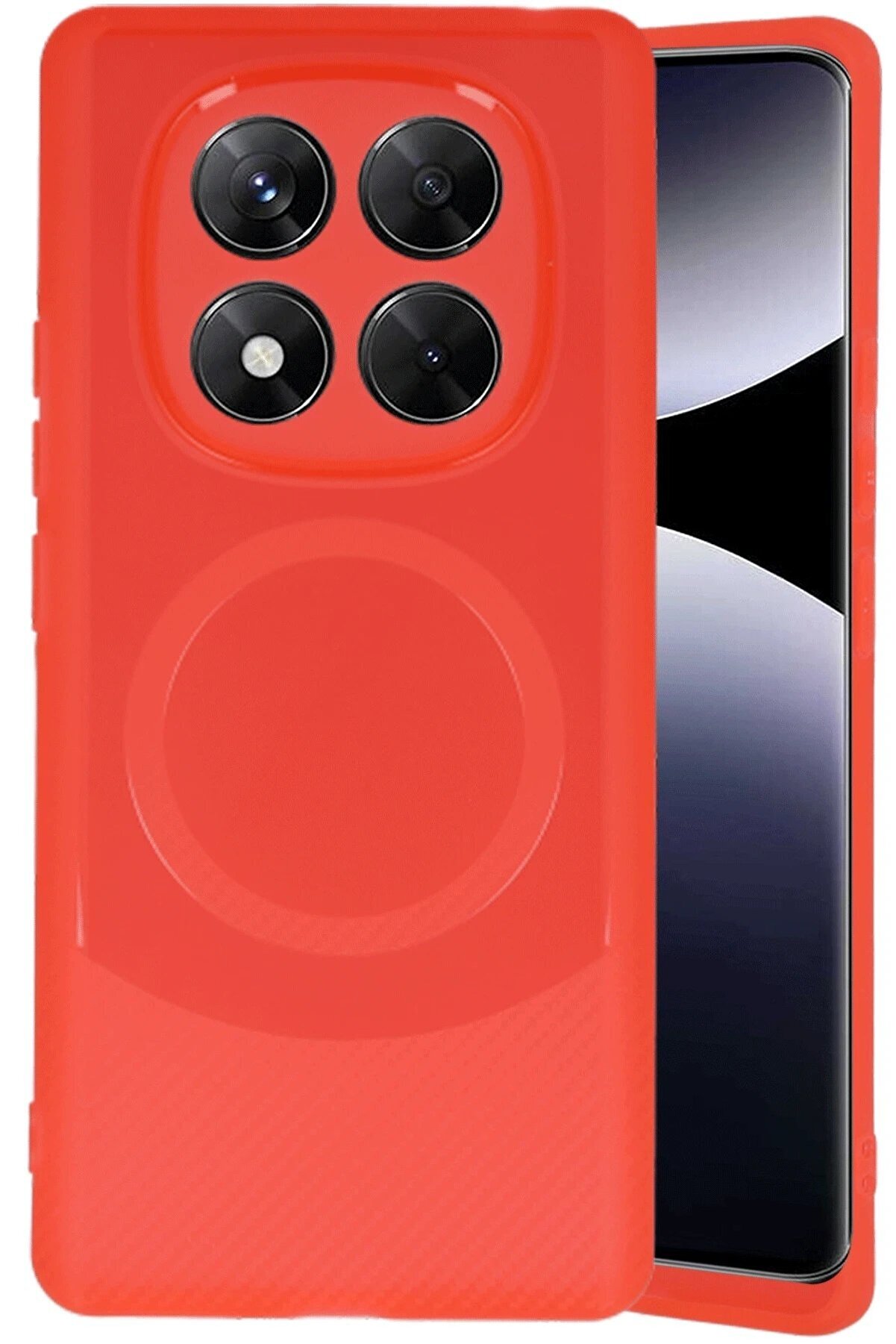 Xi̇aomi̇ Redmi̇ Note 14 Pro 5G Kılıf Maya Karbon Kapak - Kırmızı - Dropx8404-5346