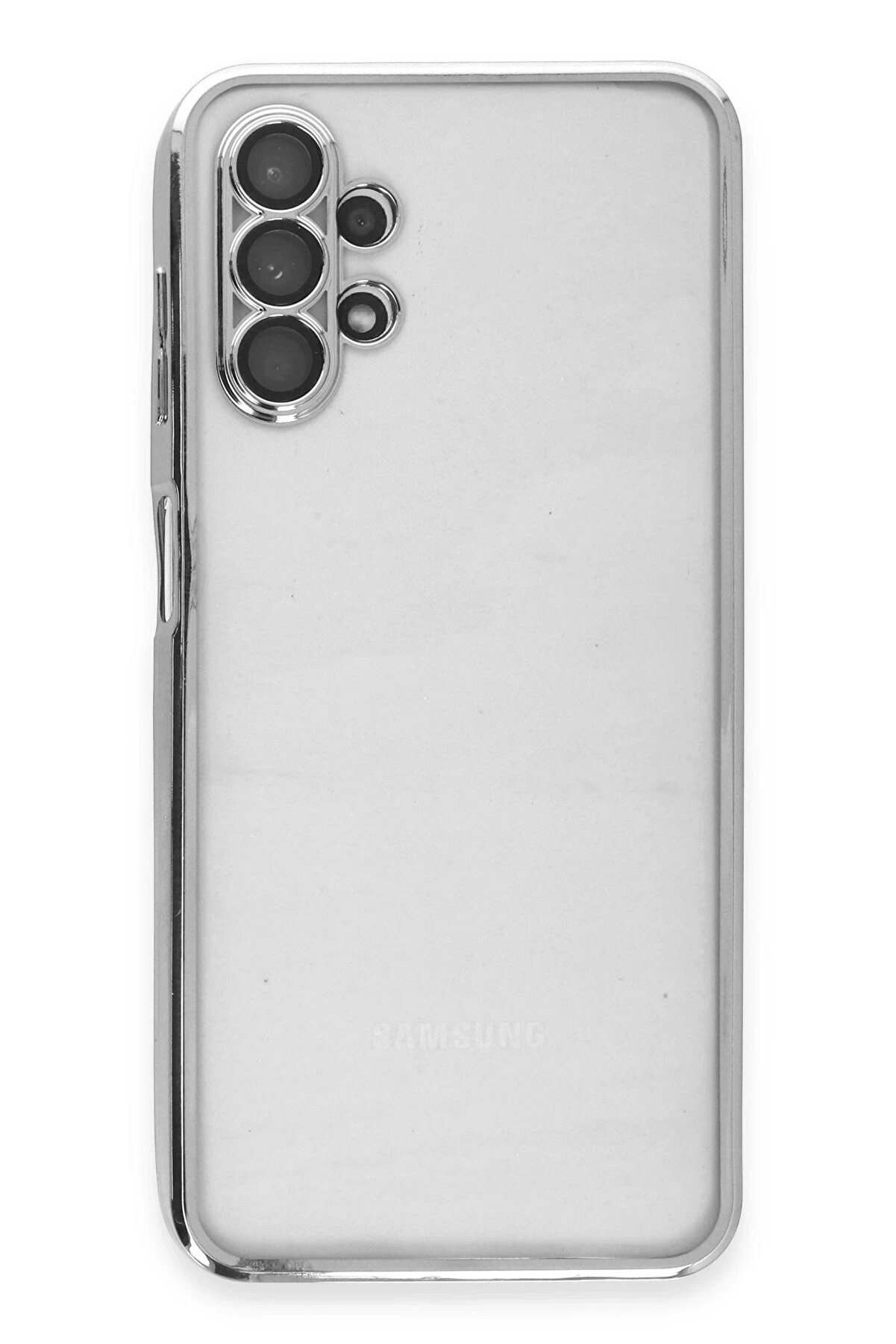 Samsung Galaxy A13 4G Kılıf Lensli̇ Si̇li̇kon - Gümüş - Dropx6688-1516