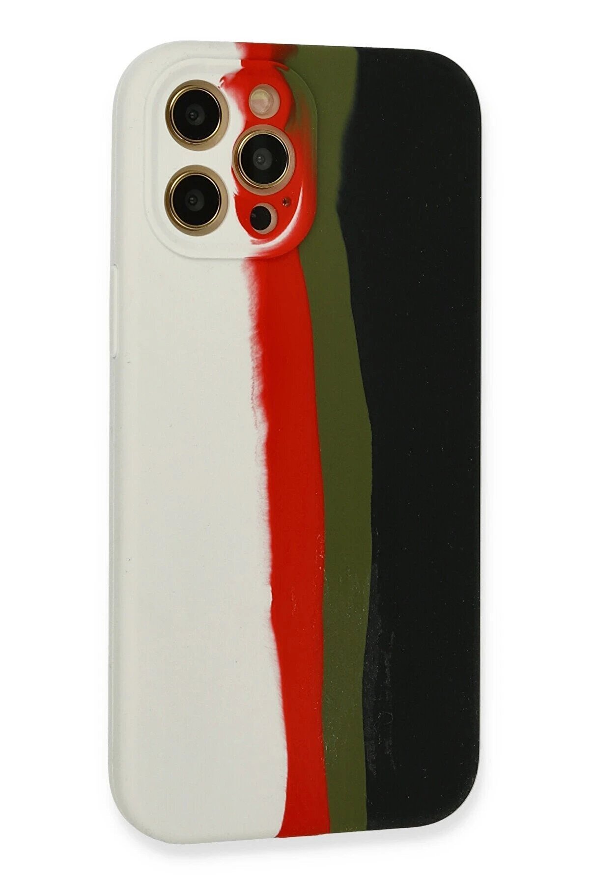 İphone 12 Pro Max Kılıf Ebruli̇ Lansman Si̇li̇kon - Beyaz-Si̇yah - Dropx6553-1317