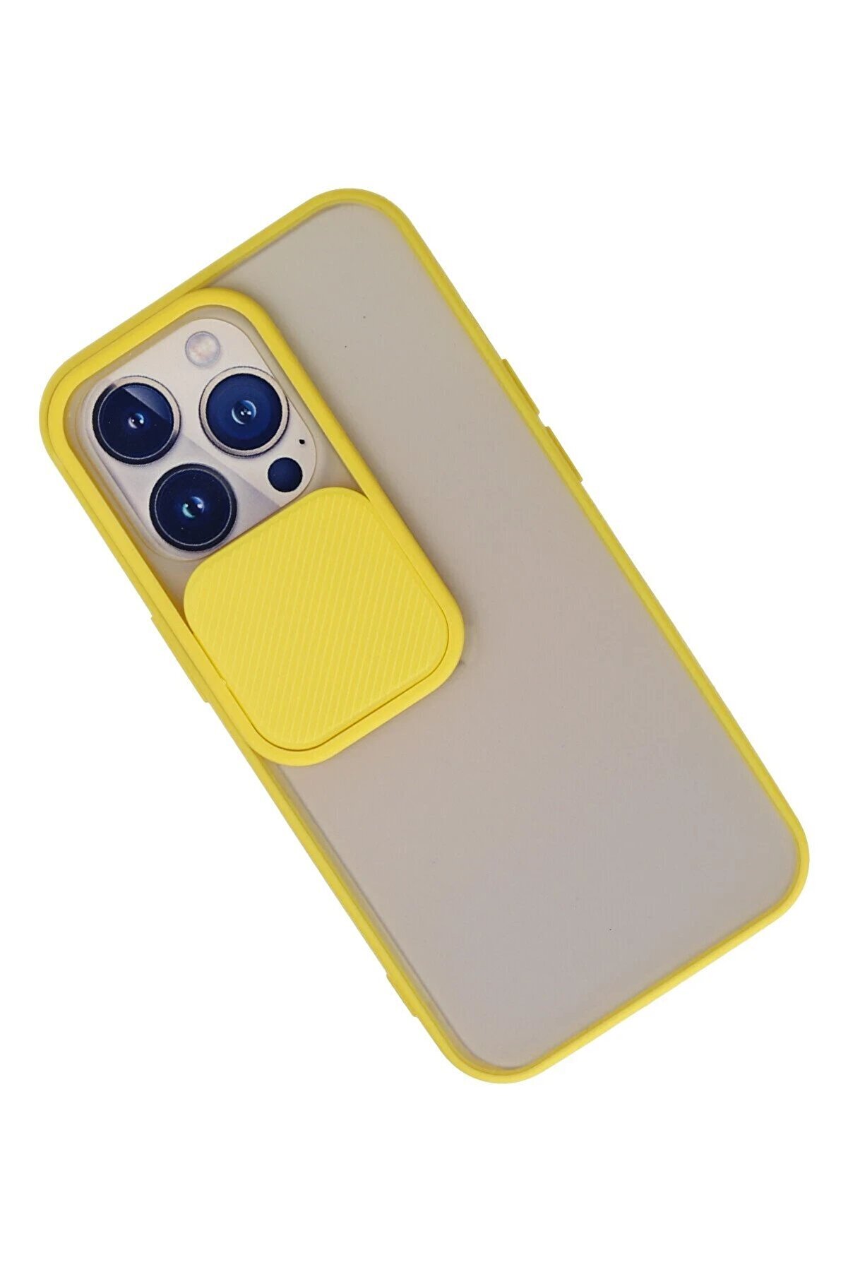 İphone 13 Pro Kılıf Palm Buzlu Kamera S&uuml;rg&uuml;l&uuml; Si̇li̇kon - Sarı - Dropx9913-6147