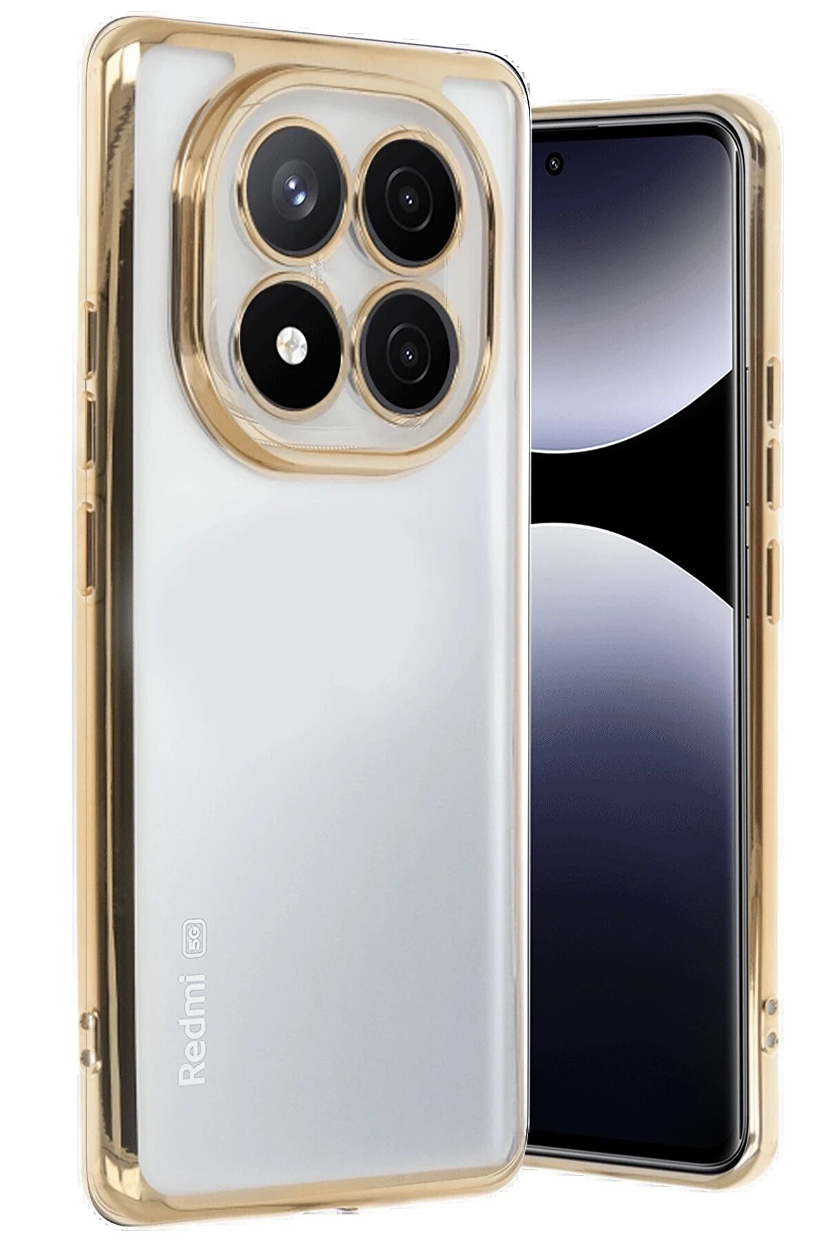 Xi̇aomi̇ Redmi̇ Note 14 Pro Plus Kılıf Lensli̇ Si̇li̇kon - Gold - Dropx3714-3405