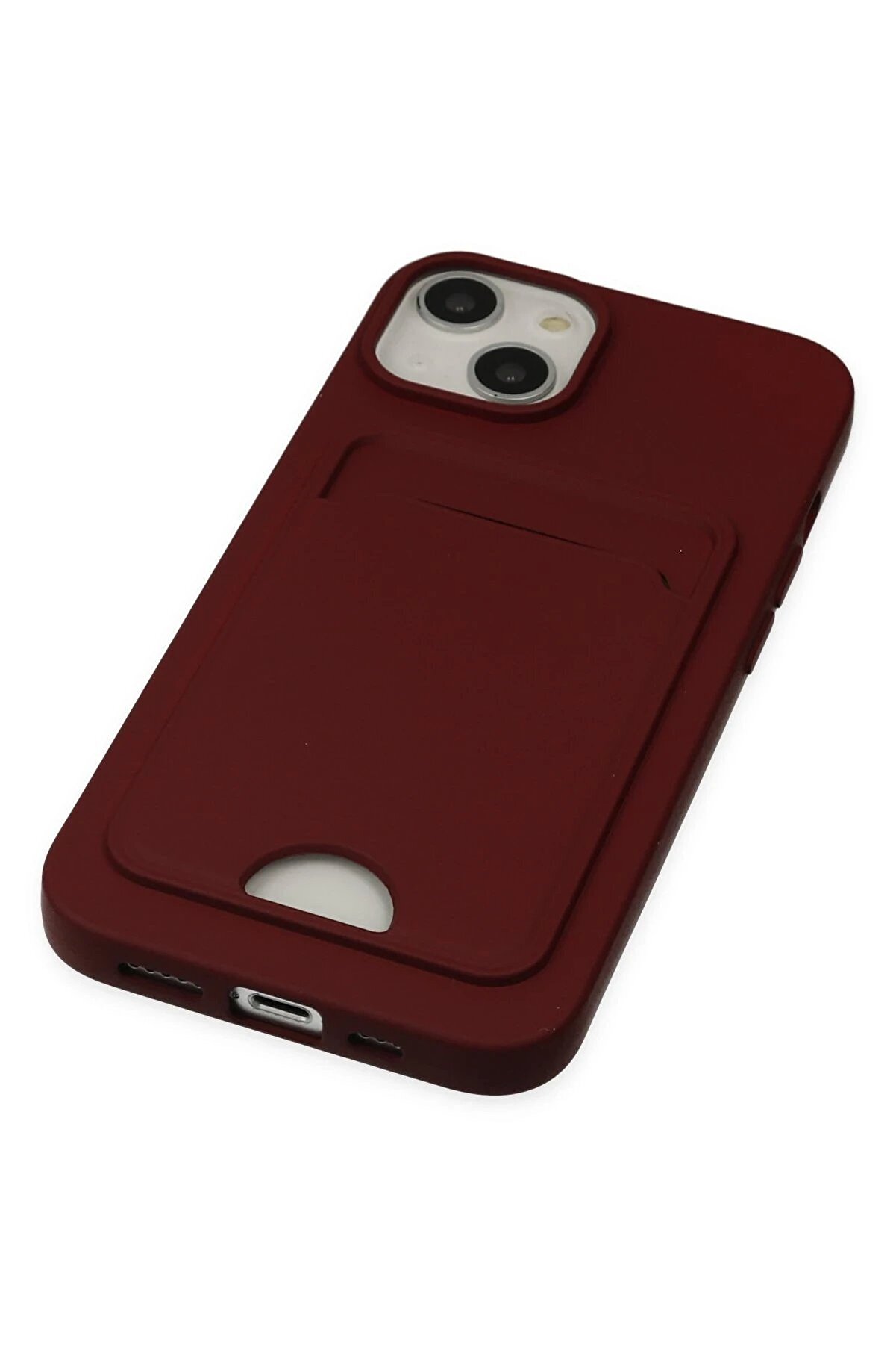 İphone 14 Plus Kılıf Kelvi̇n Kartvi̇zi̇tli̇ Si̇li̇kon - Bordo - Dropx3166-6226