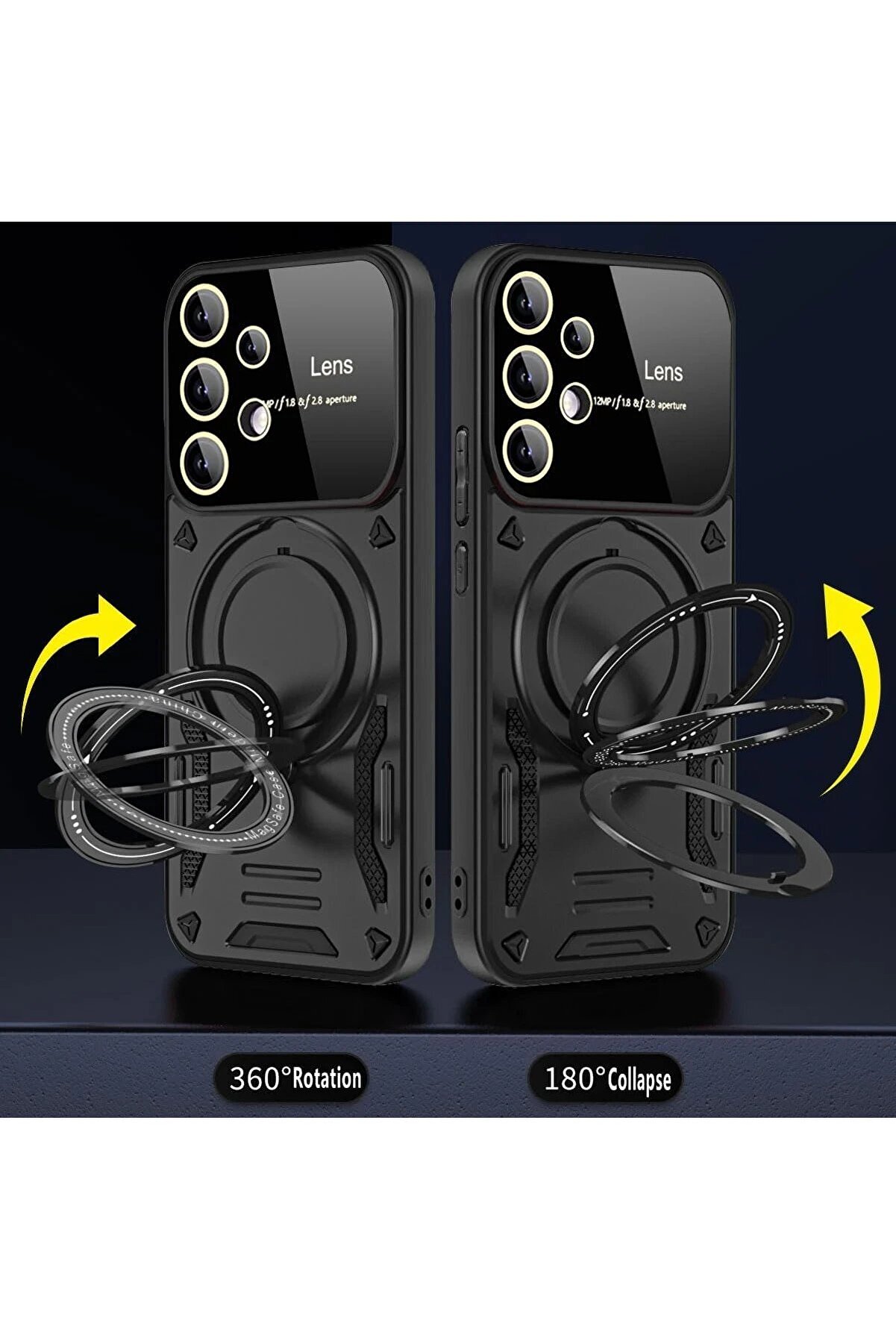 Samsung Galaxy S25 Ultra Kılıf Joy Lens Standlı Kapak - Si̇yah - Dropx6926-5240