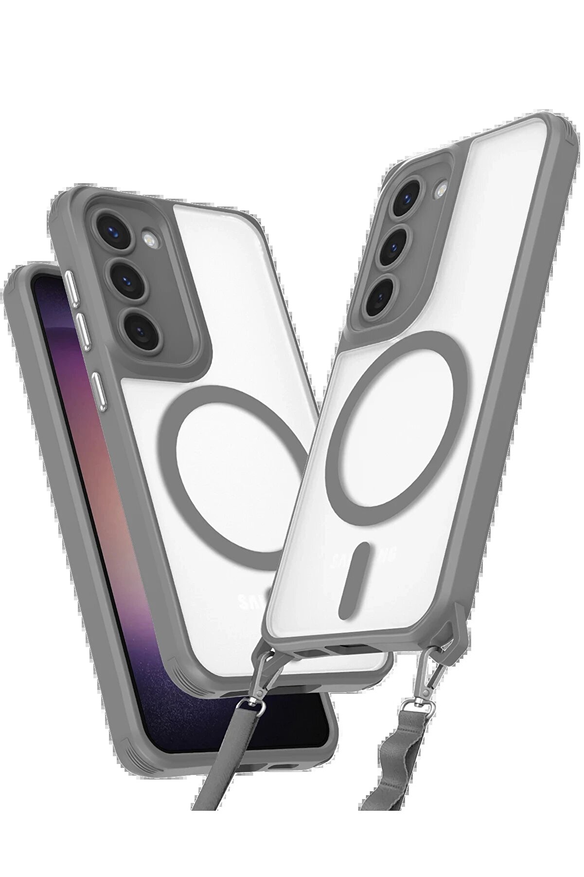 CepteToptan Samsung Galaxy S23 Kılıf Enka Magsafe Silikon Kılıf - Titan Gri - DROPX6743-4321