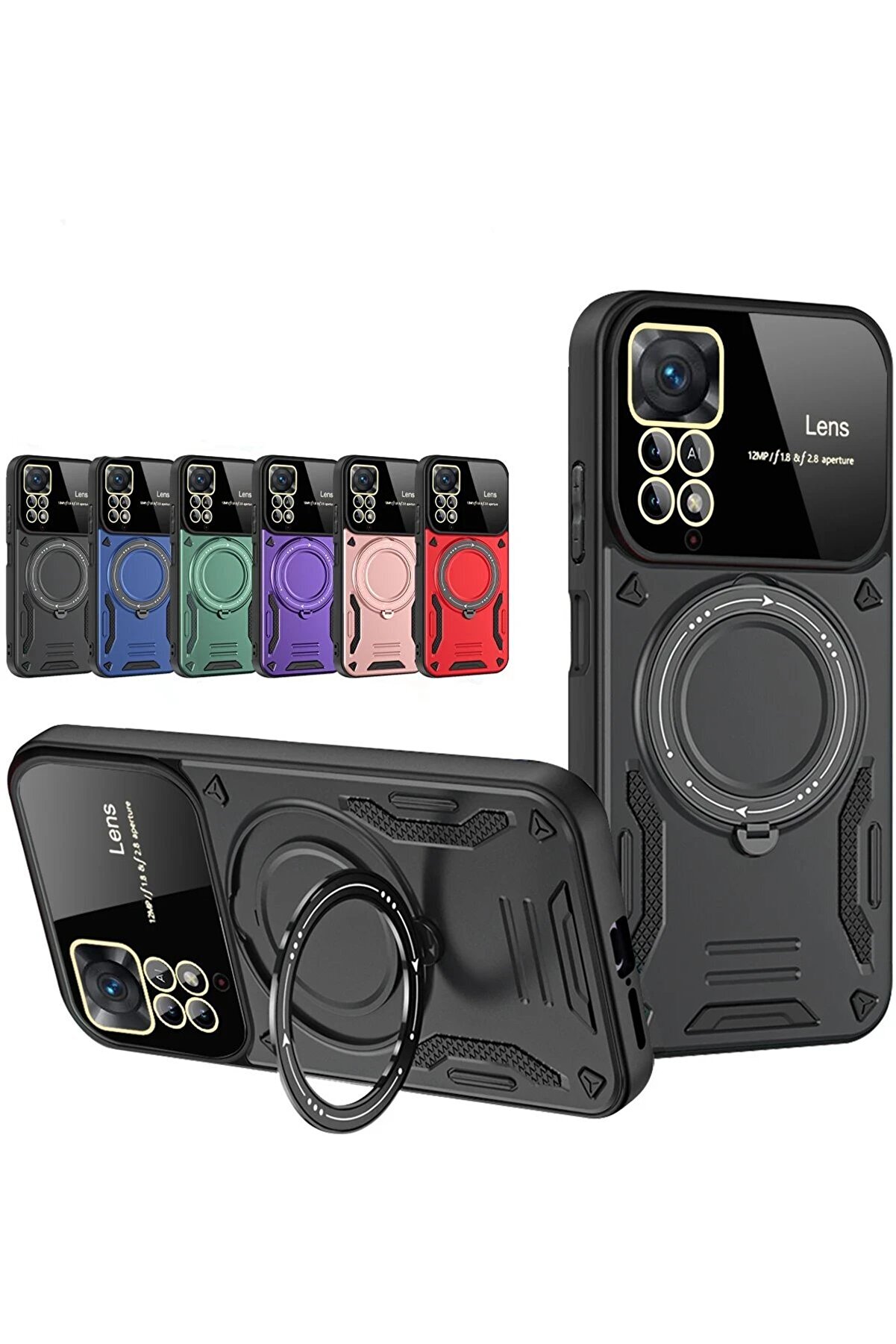 Xi̇aomi̇ Redmi̇ Note 12 Pro 4G Kılıf Joy Lens Standlı Kapak - Mor - Dropx9611-6990